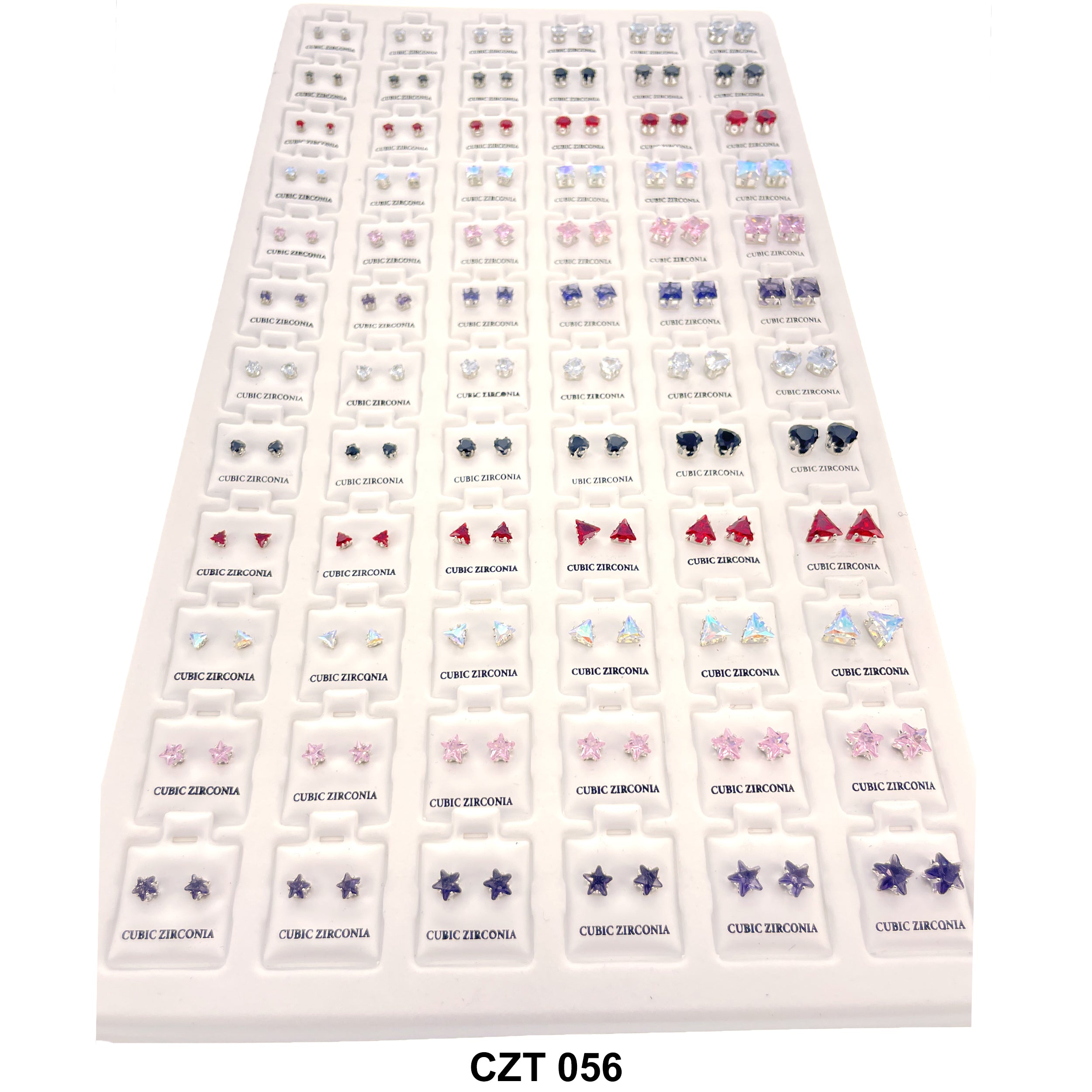 CZ Studs Earrings Tray 72 Pairs CZT 056