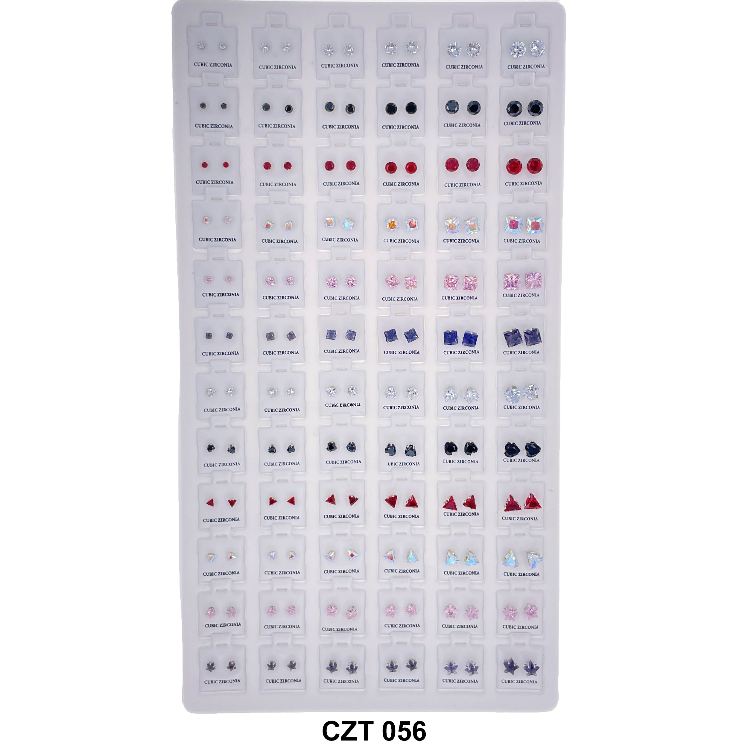 CZ Studs Earrings Tray 72 Pairs CZT 056