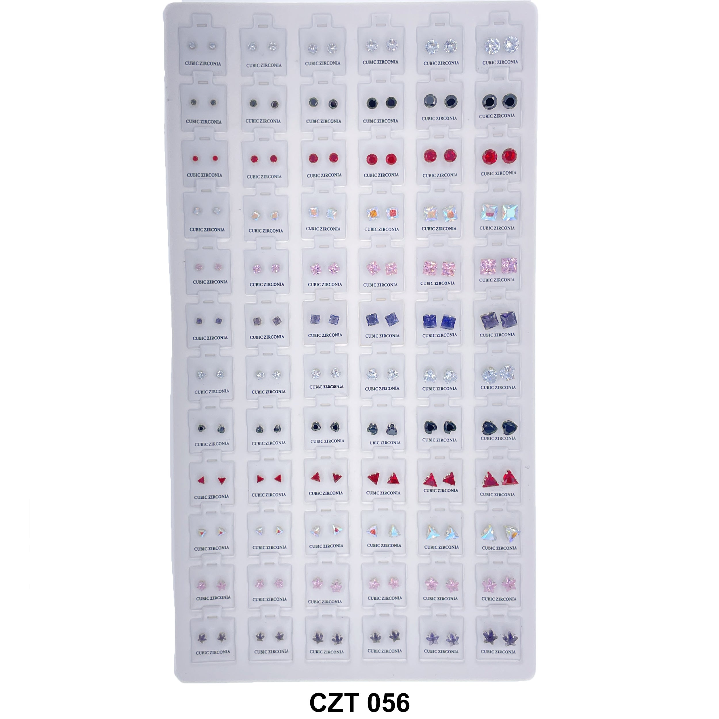 CZ Studs Earrings Tray 72 Pairs CZT 056