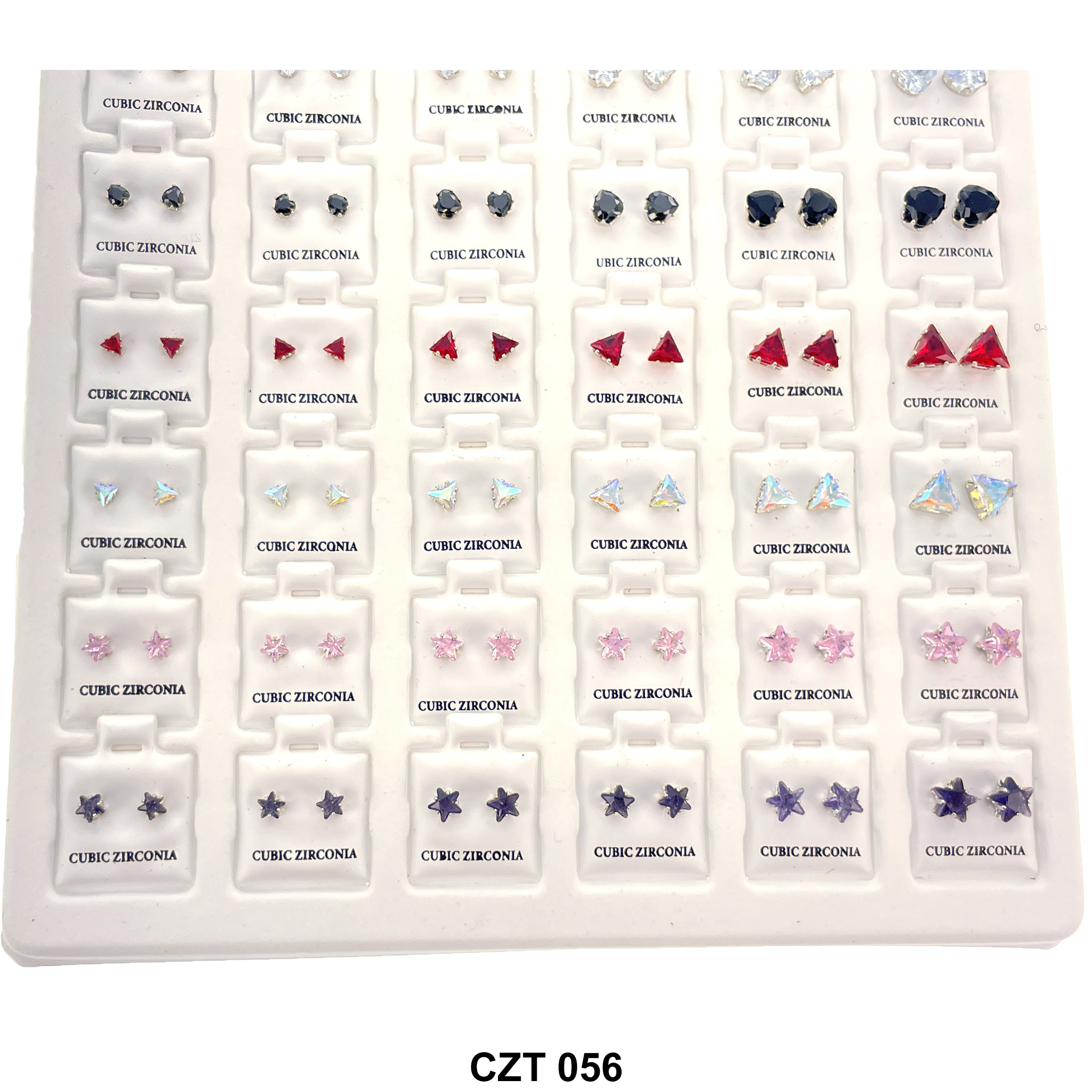 CZ Studs Earrings Tray 72 Pairs CZT 056