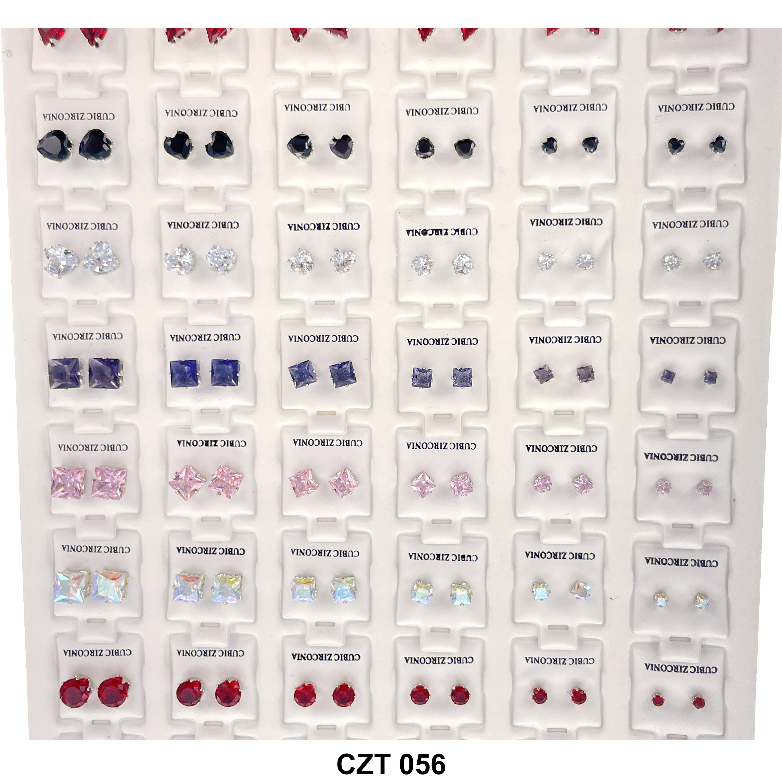 CZ Studs Earrings Tray 72 Pairs CZT 056