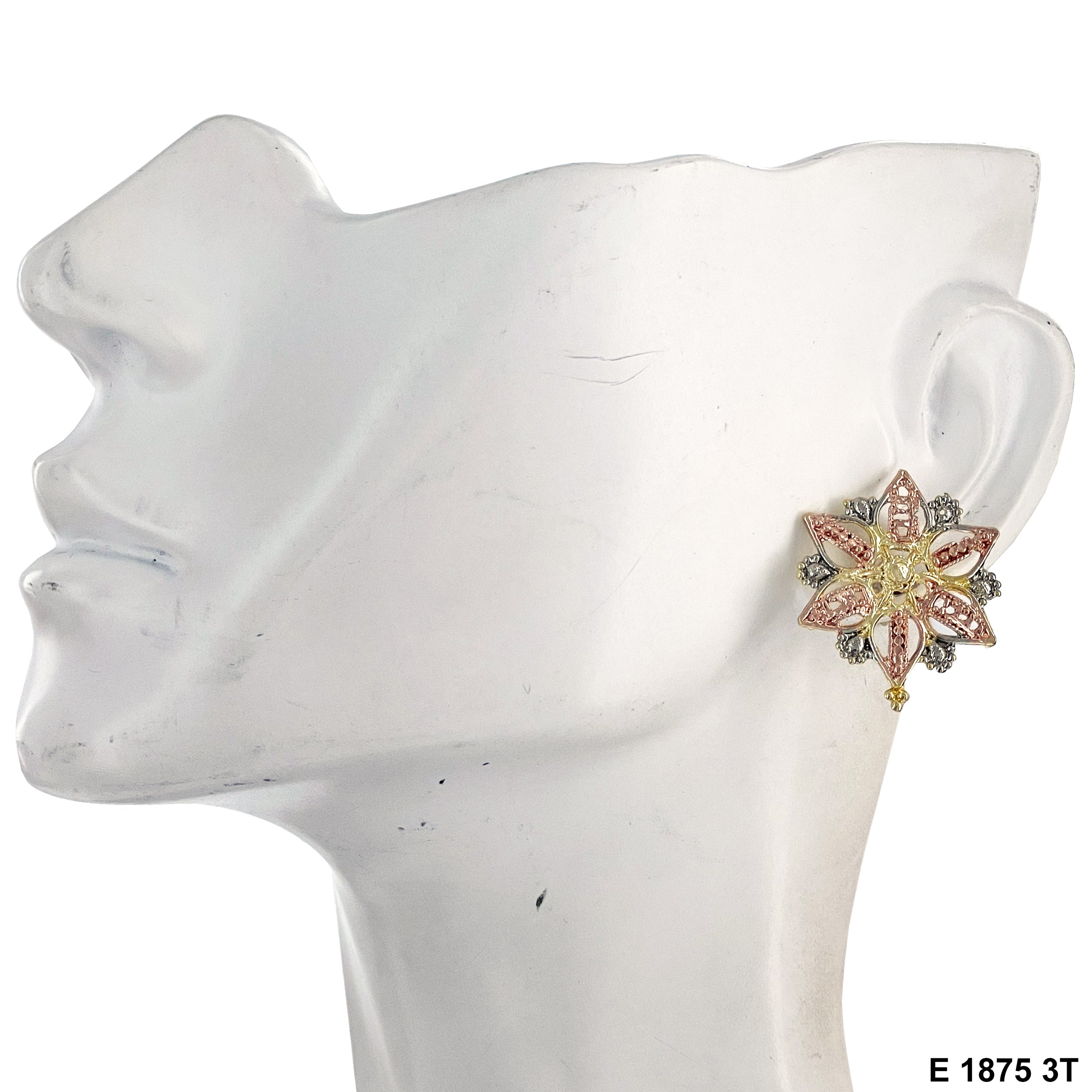 Star Flower Filigree Stud Earrings E 1875 3T