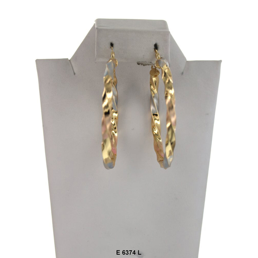 Engraved Design Hoop Earrings E 6374 L