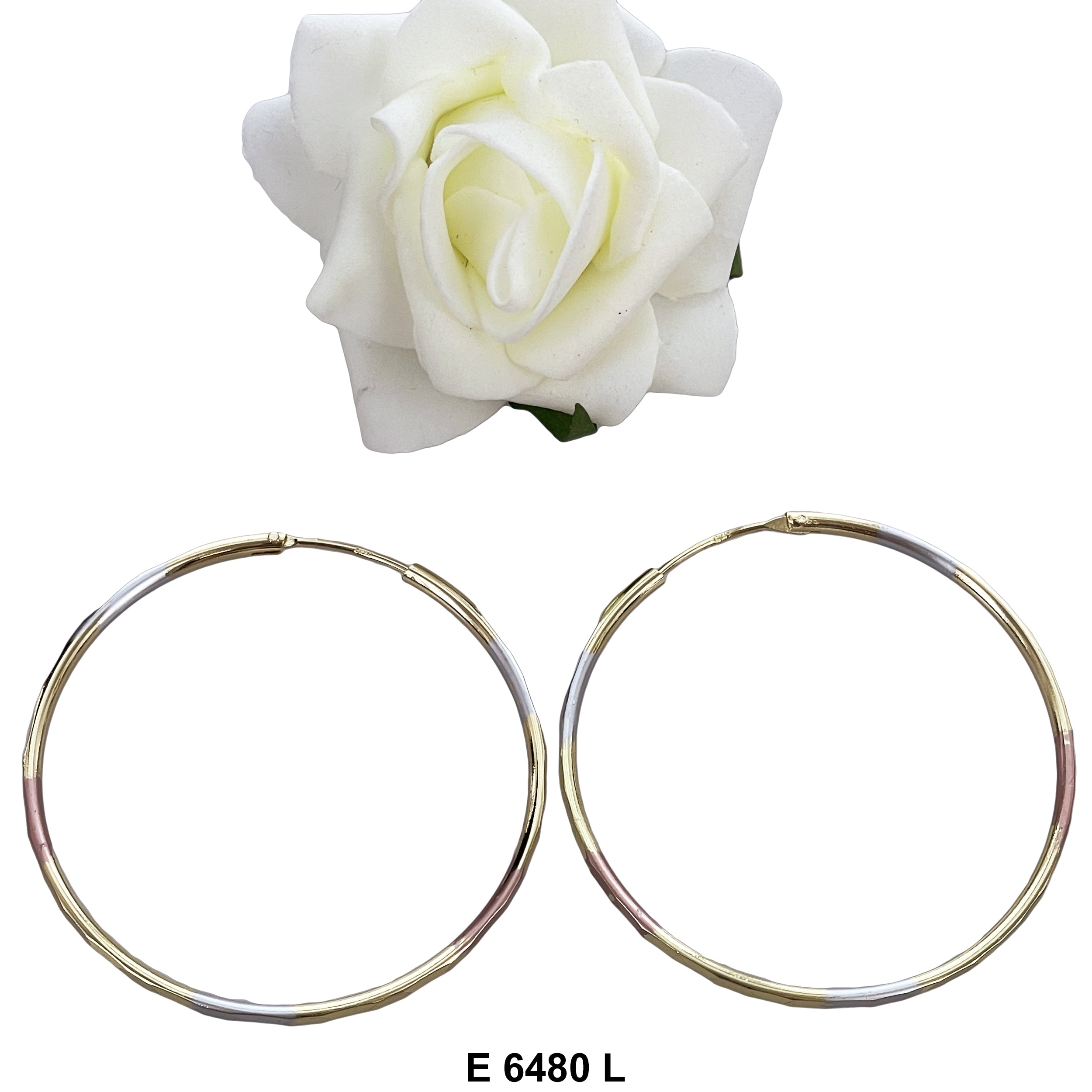 Engraved Design Hoop Earrings E 6480 L