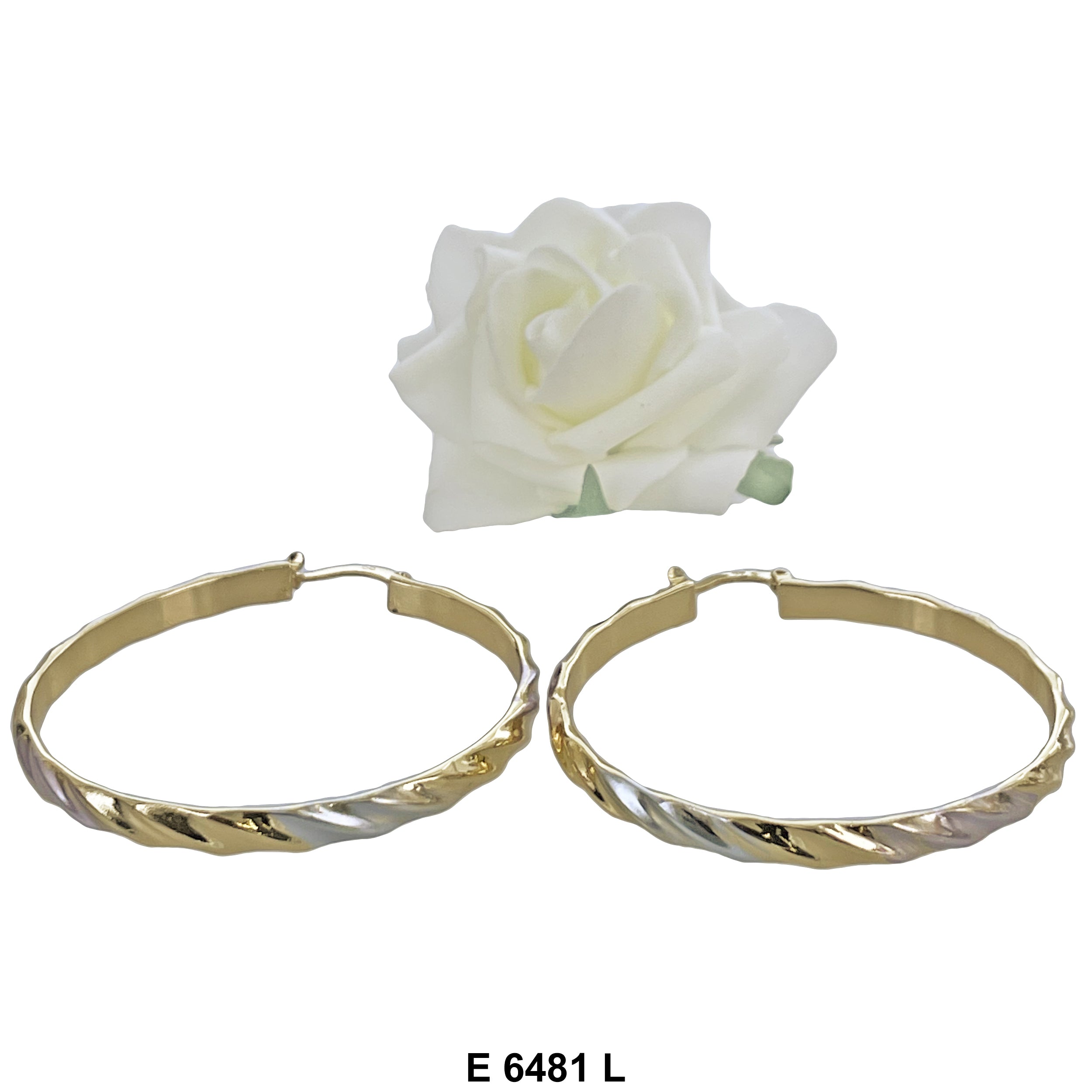 Engraved Design Hoop Earrings E 6481 L