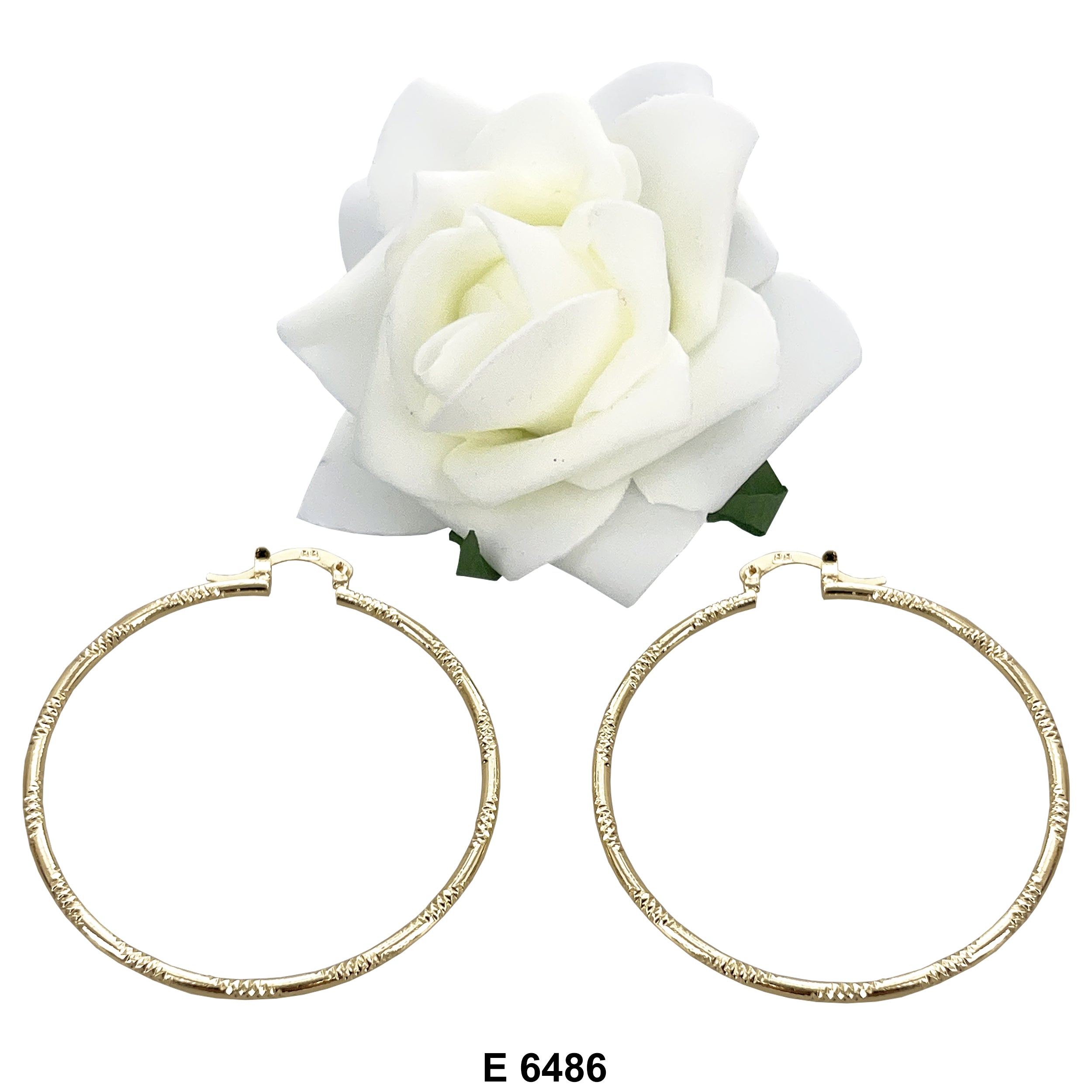 Engraved Design Hoop Earrings E 6486 L