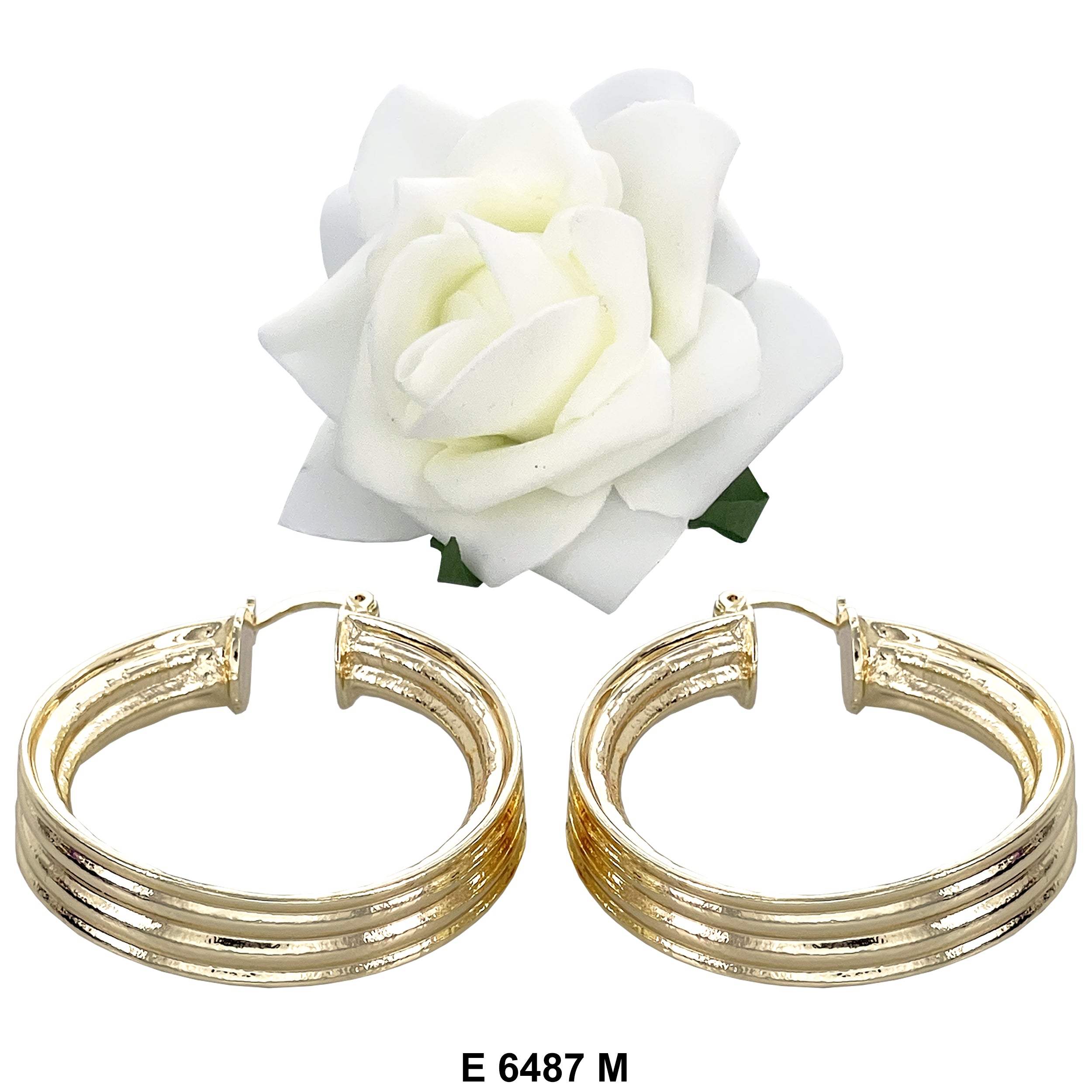 Engraved Design Hoop Earrings E 6487 M