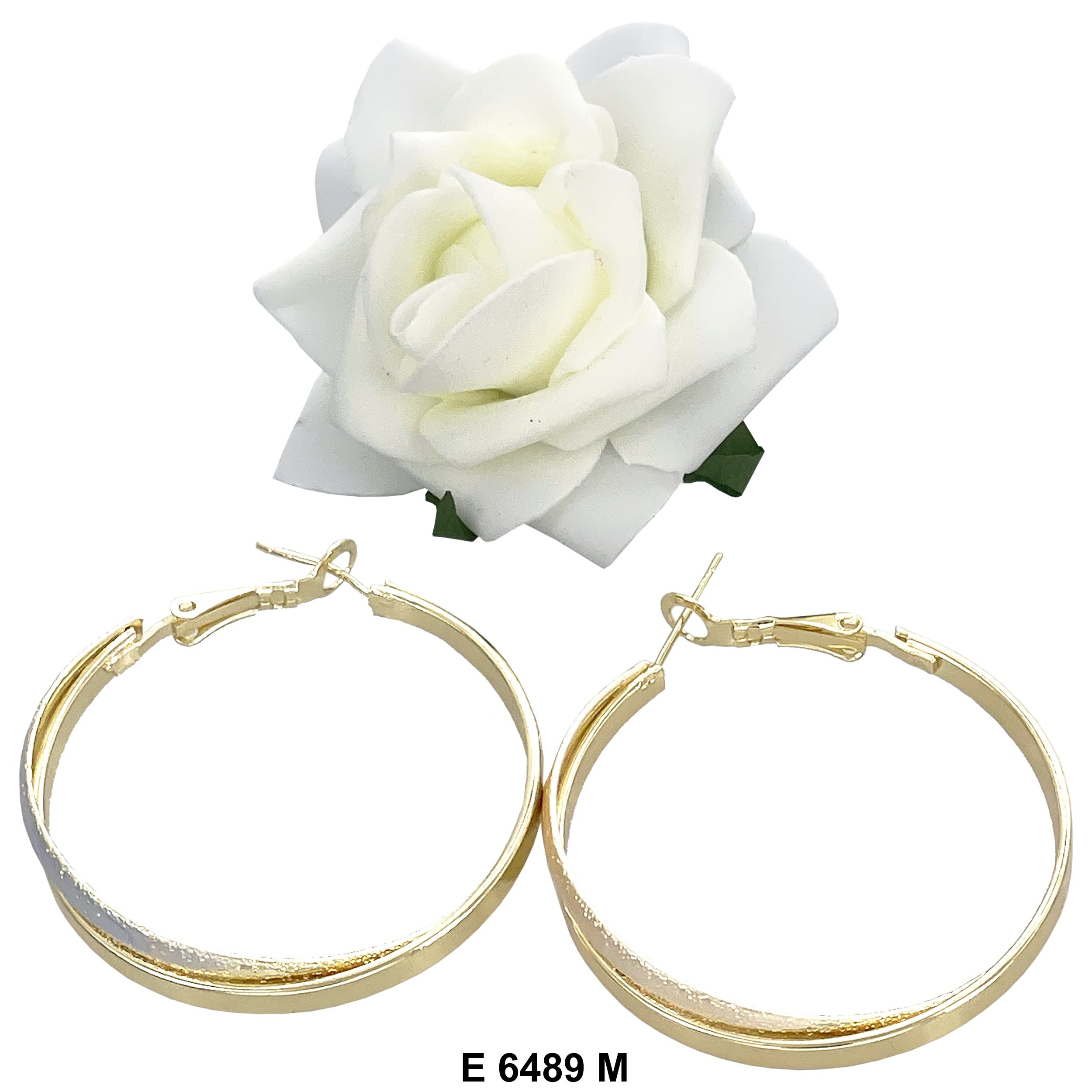 Engraved Design Hoop Earrings E 6489 M