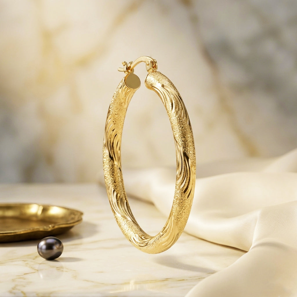 Engraved Design Hoop Earrings E 6533 – Kaashusa