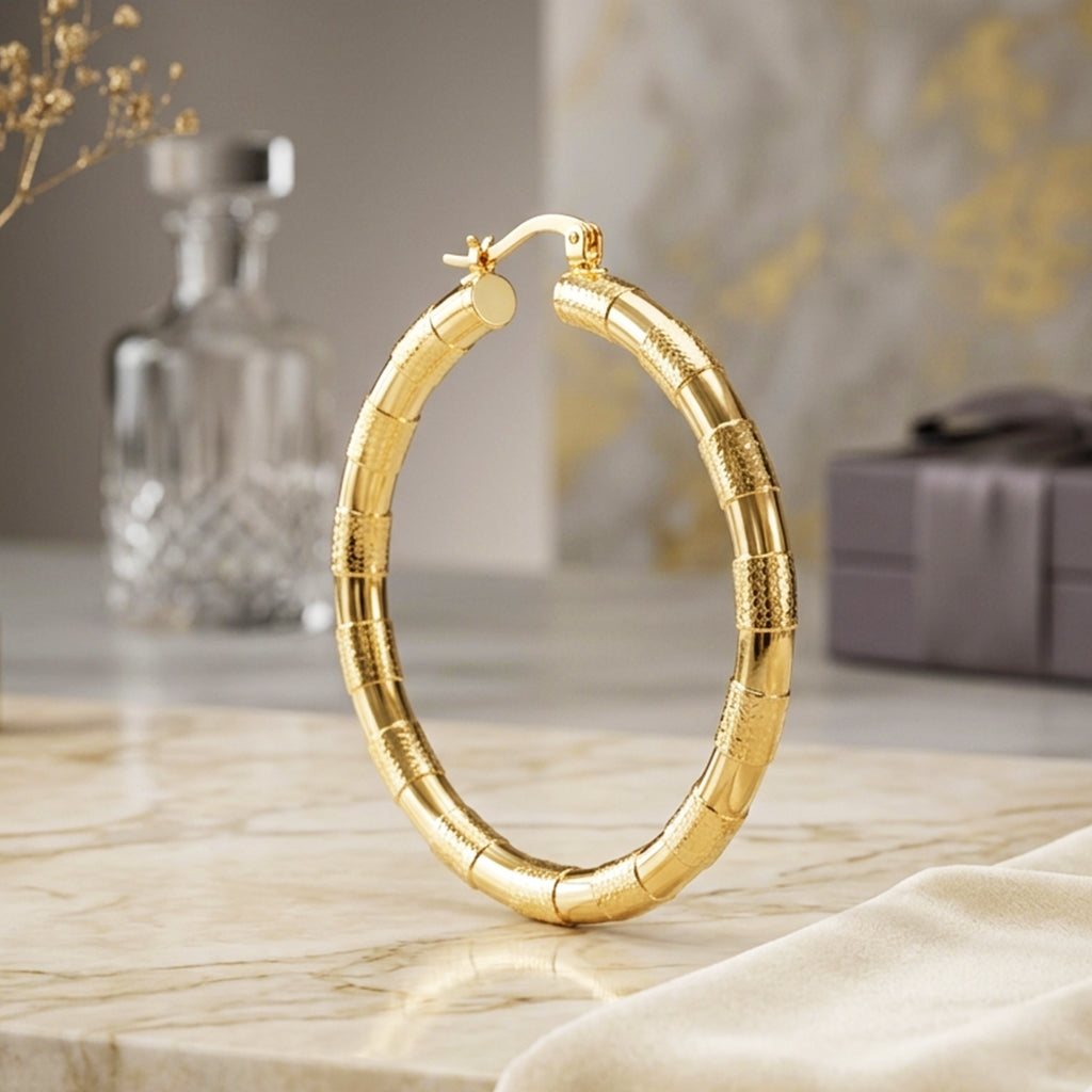 Engraved Design Hoop Earrings E 6534 – Kaashusa