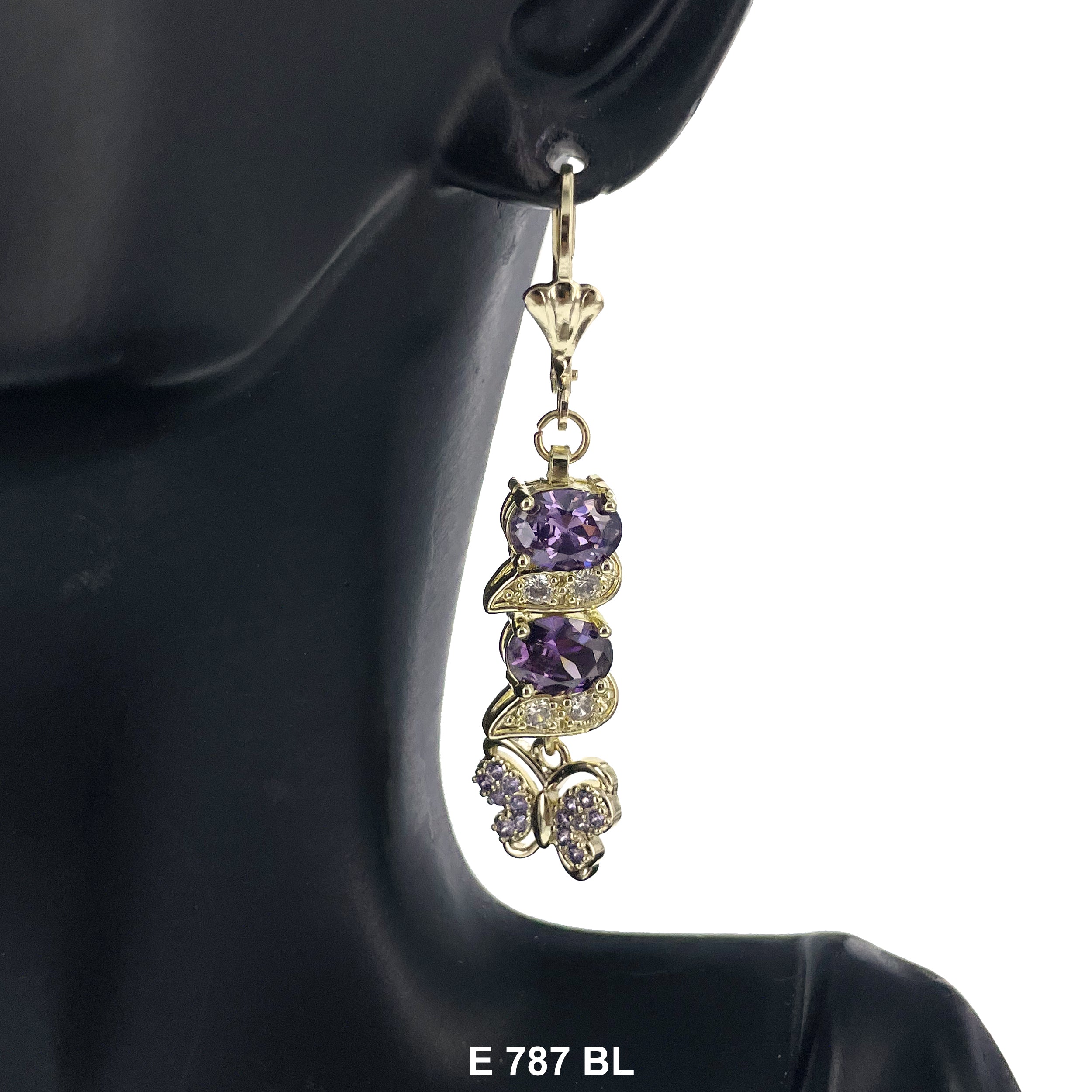 Duck Paw Butterfly Stoned Long Earrings E 787 PR