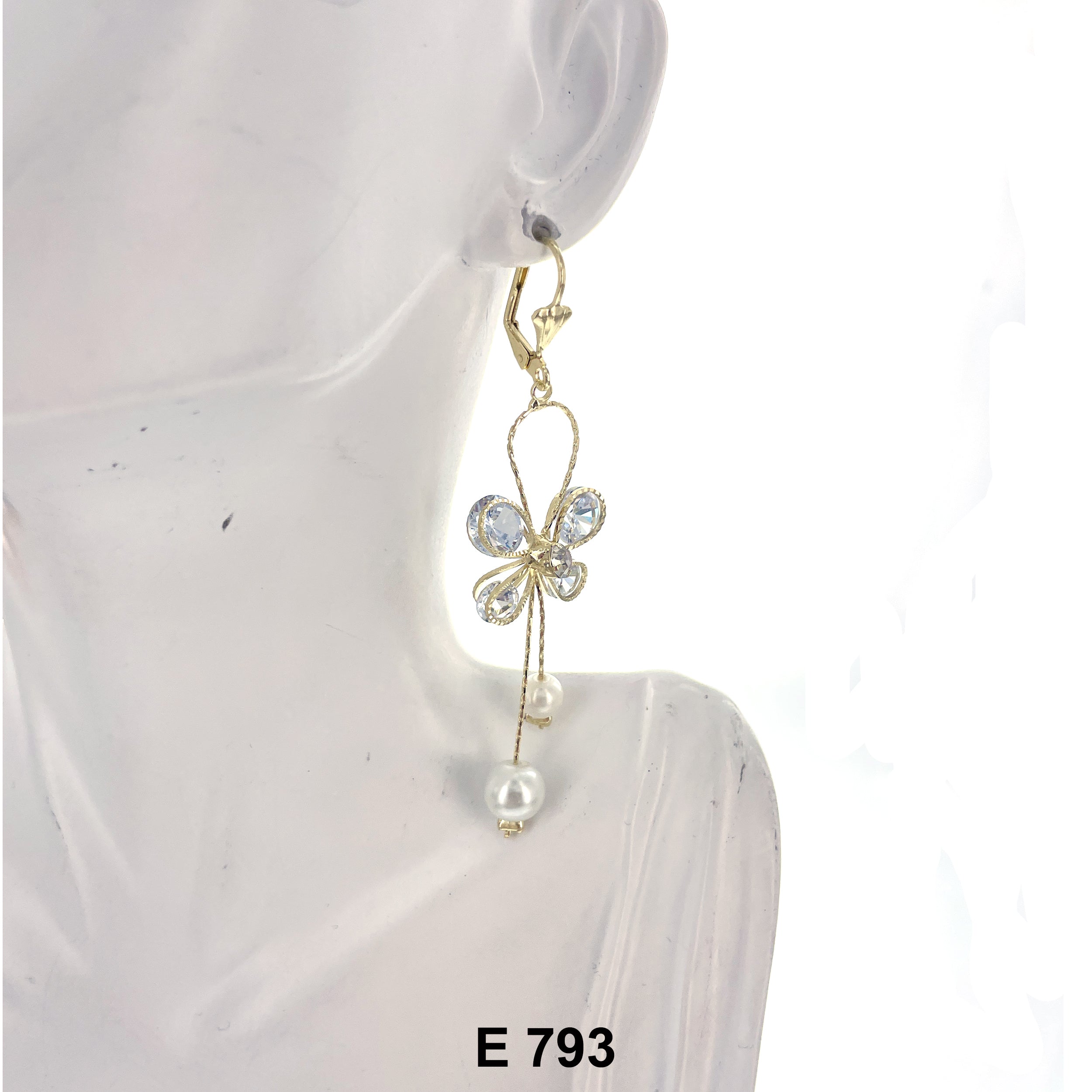 Duck Paw Butterfly Pearl Stoned Earring E 793