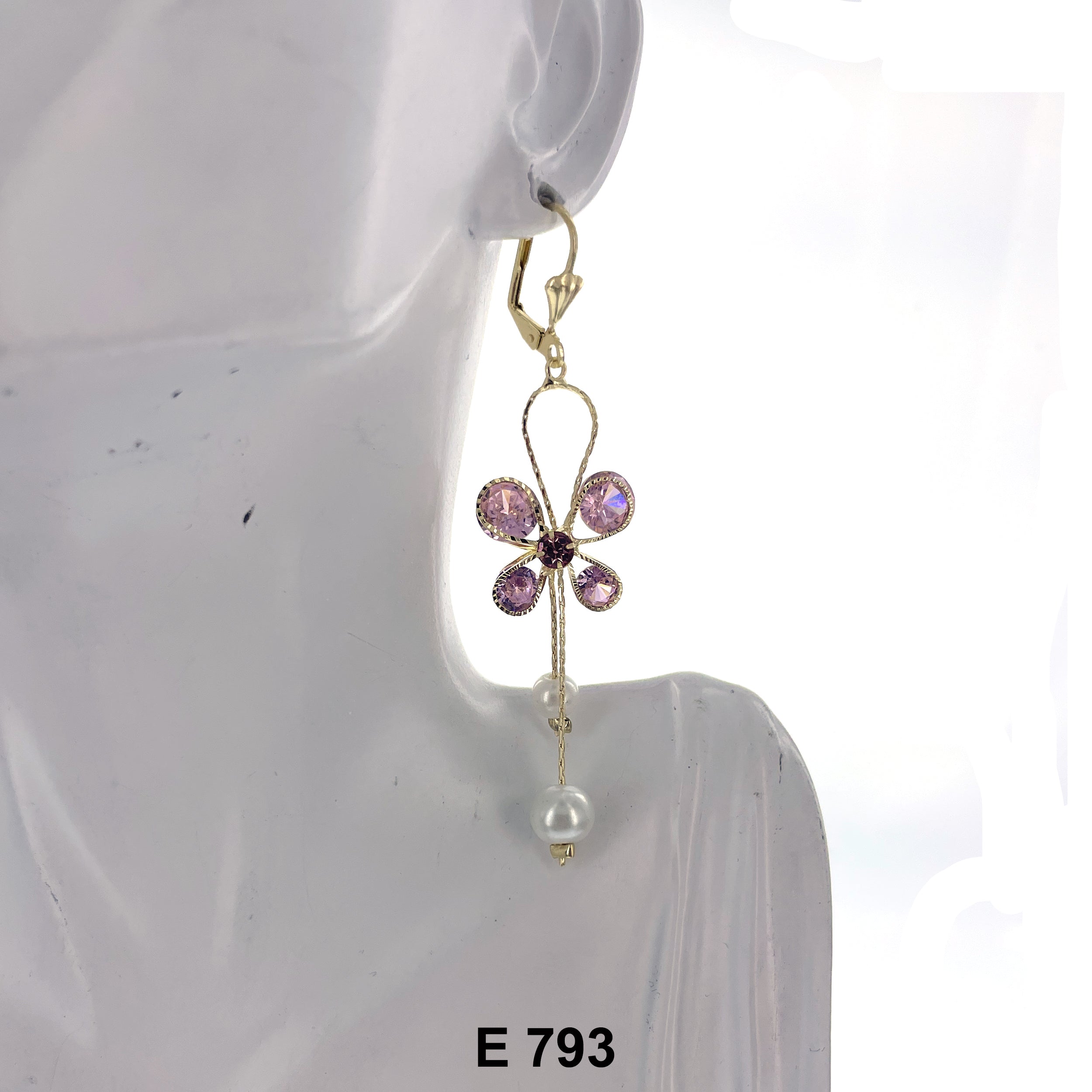 Duck Paw Butterfly Pearl Stoned Earring E 793