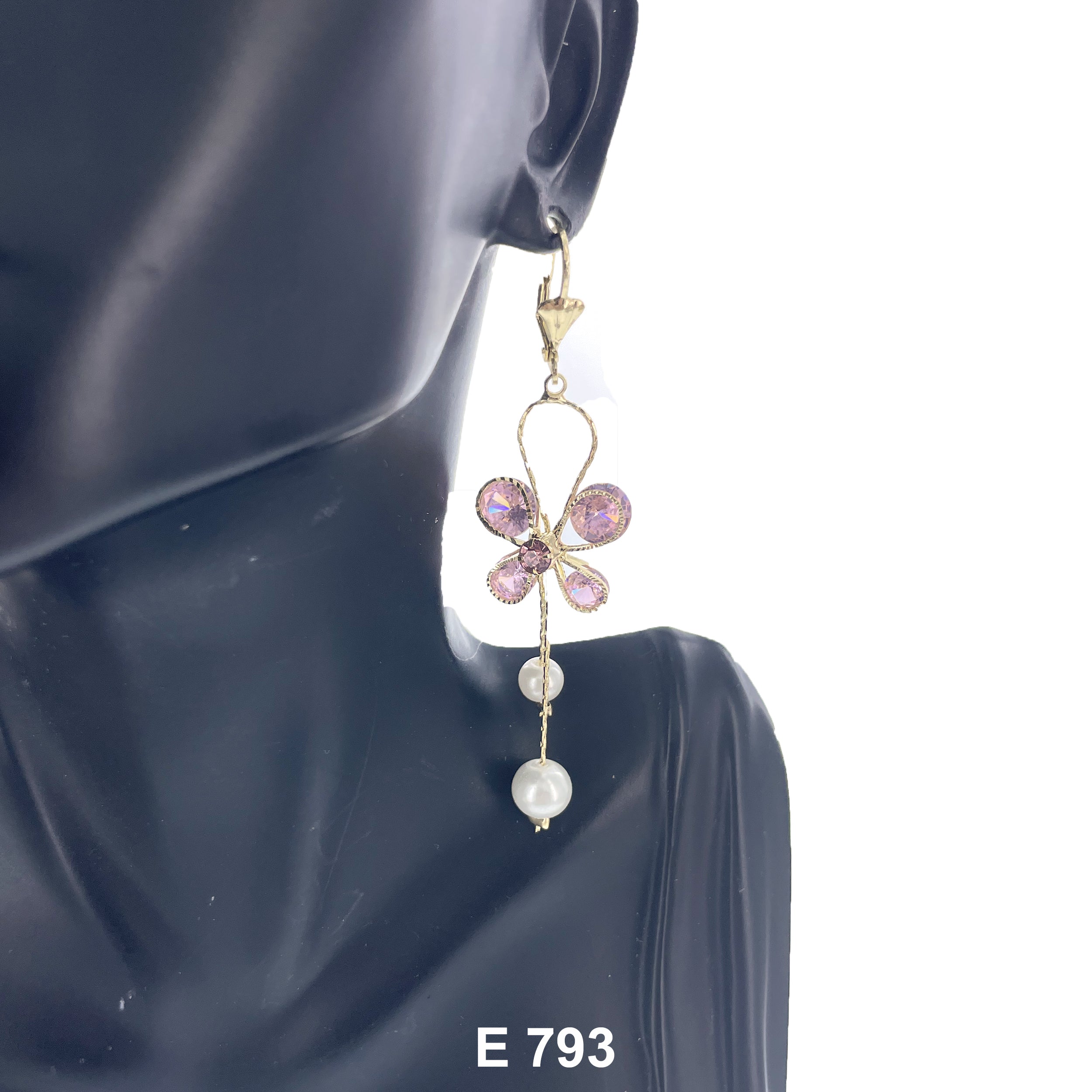 Duck Paw Butterfly Pearl Stoned Earring E 793