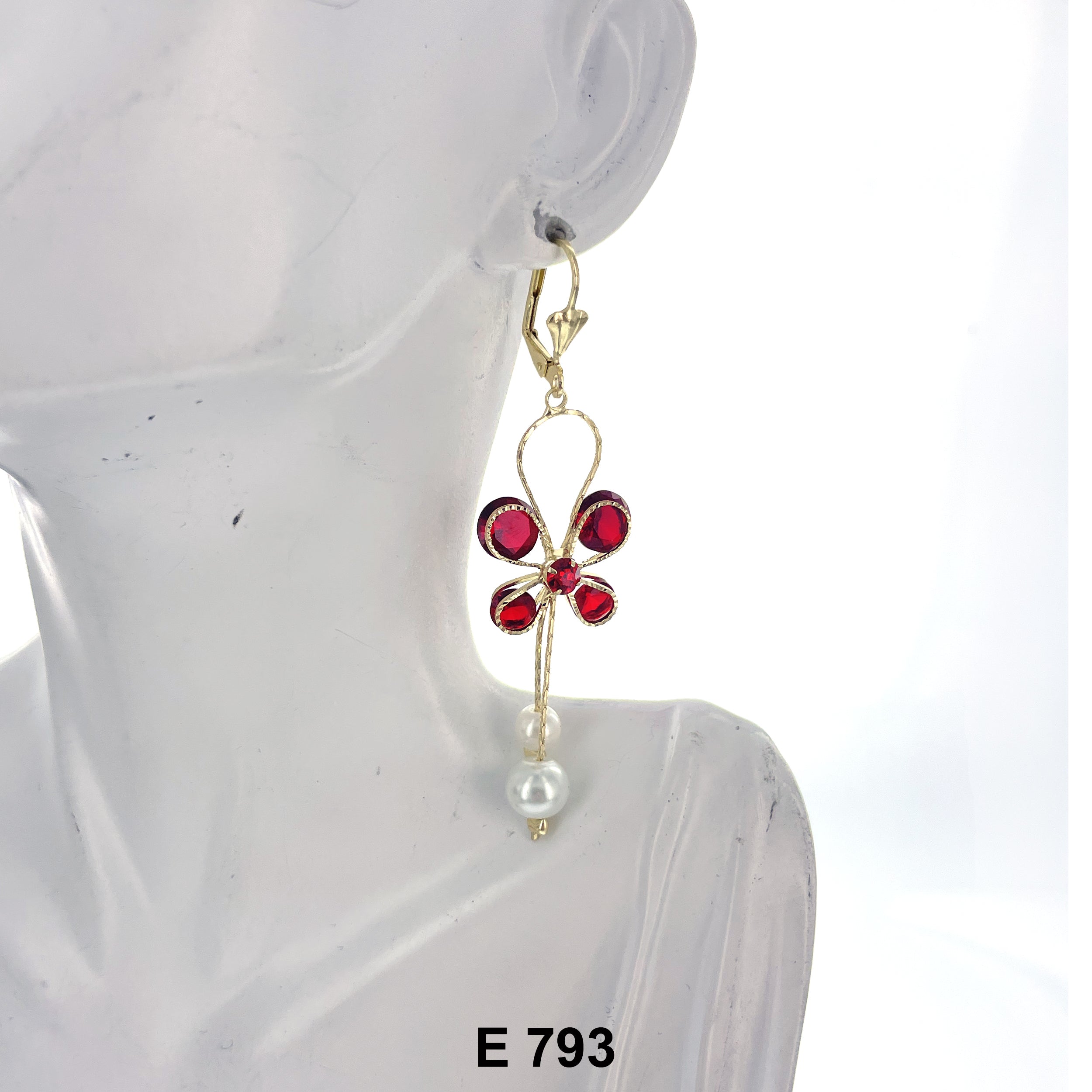 Duck Paw Butterfly Pearl Stoned Earring E 793