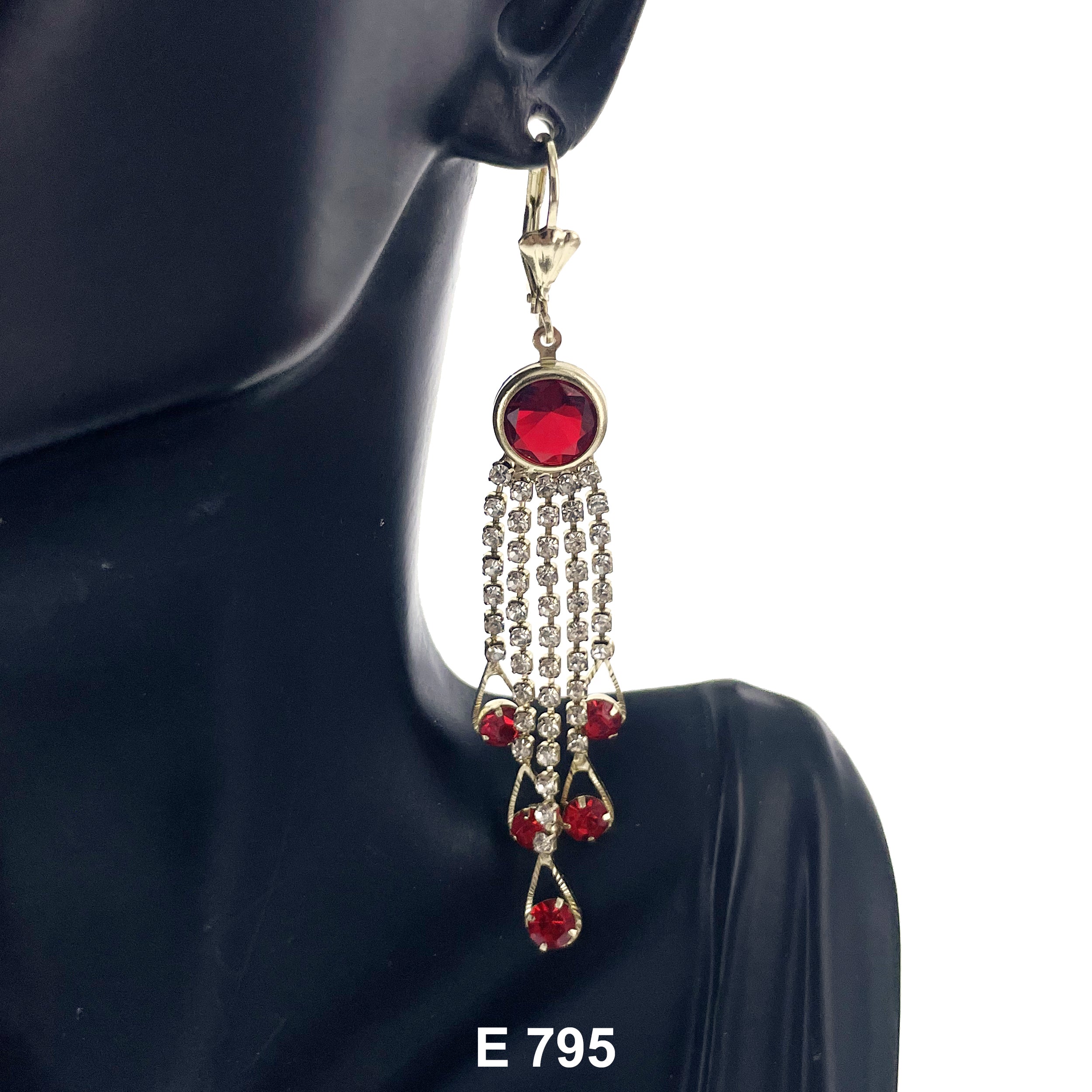 Duck Paw Full Stoned Long Earring E 795