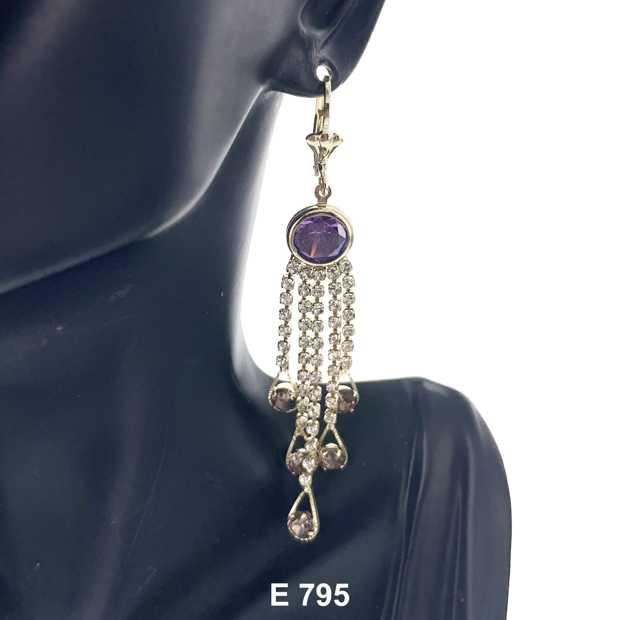 Duck Paw Full Stoned Long Earring E 795