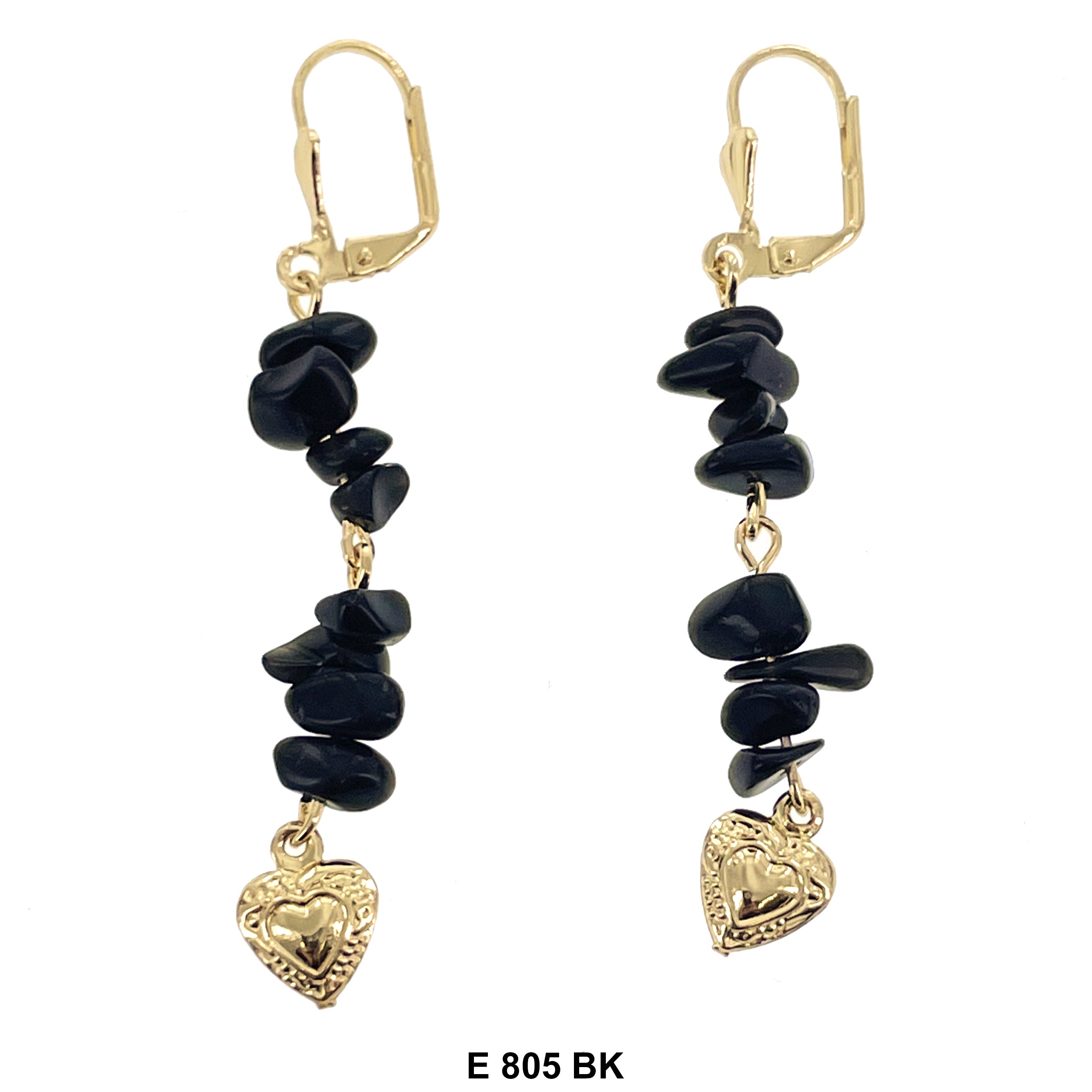 Duck Paw Natural Stone Hanging Earrings E 805 BK