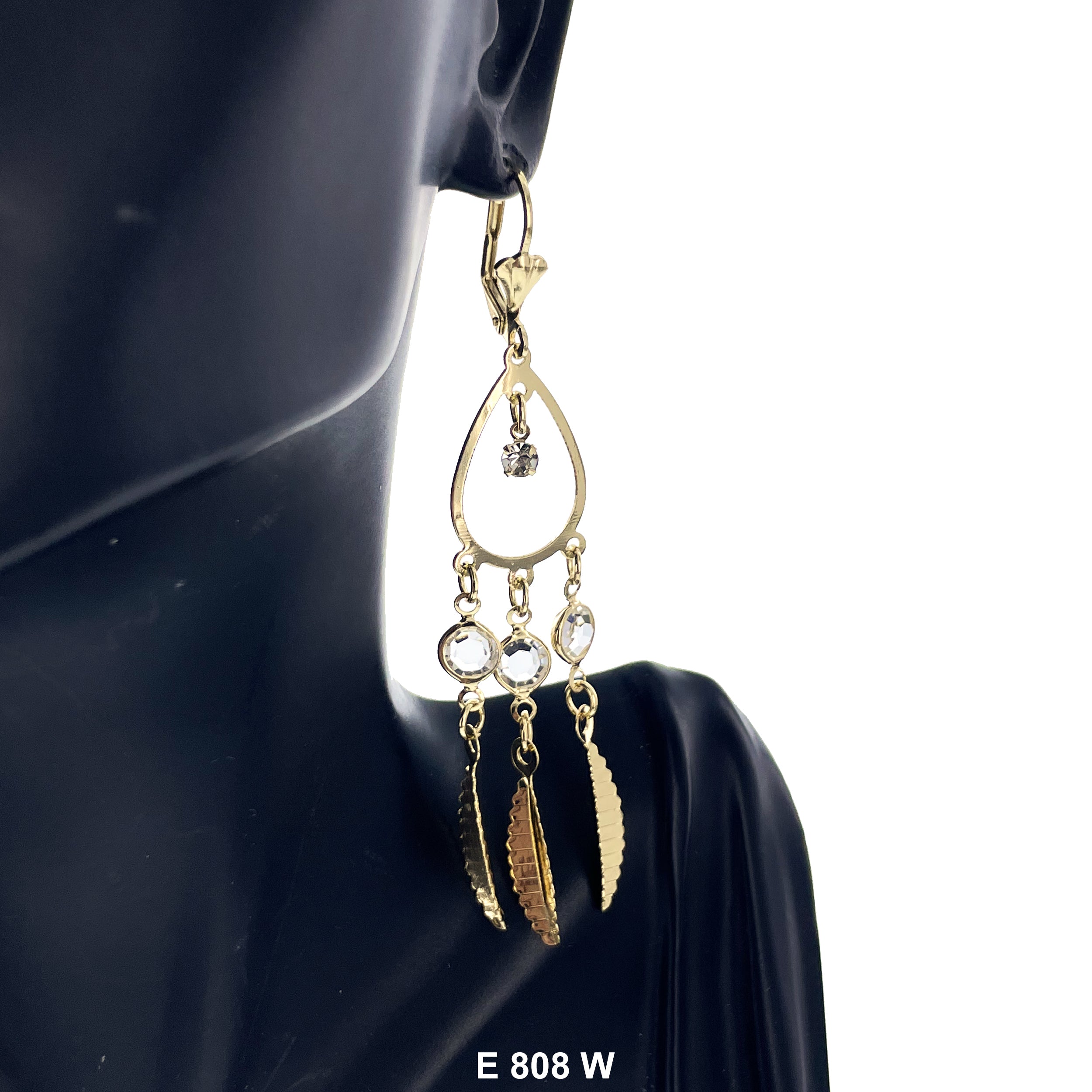 Duck Paw Leaf Hanging Earrings E 808 W