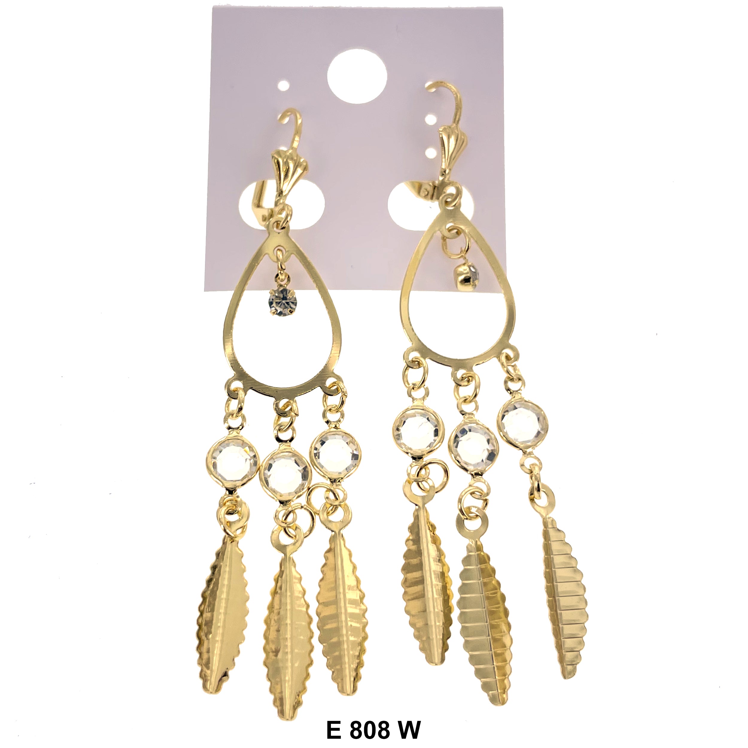 Duck Paw Leaf Hanging Earrings E 808 W