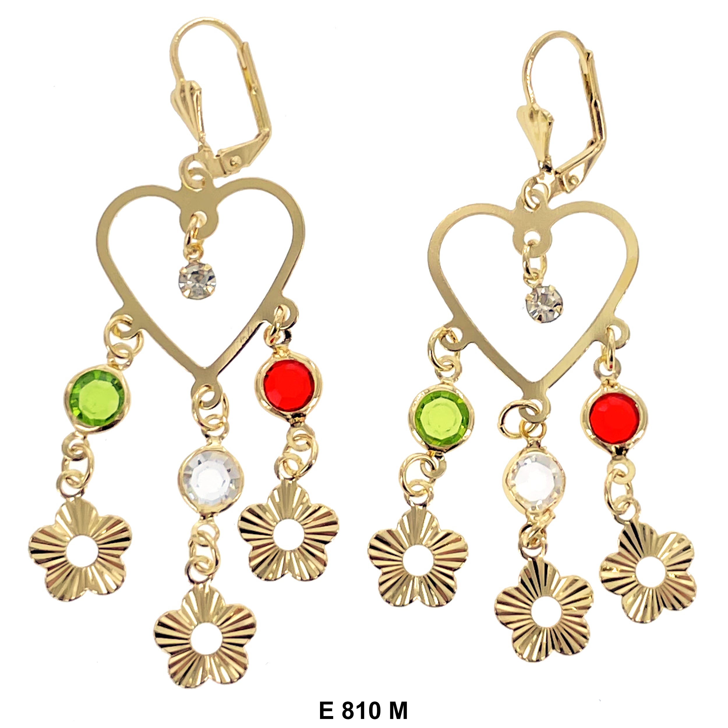 Duck Paw Heart Flower Hanging Earrings E 810 M