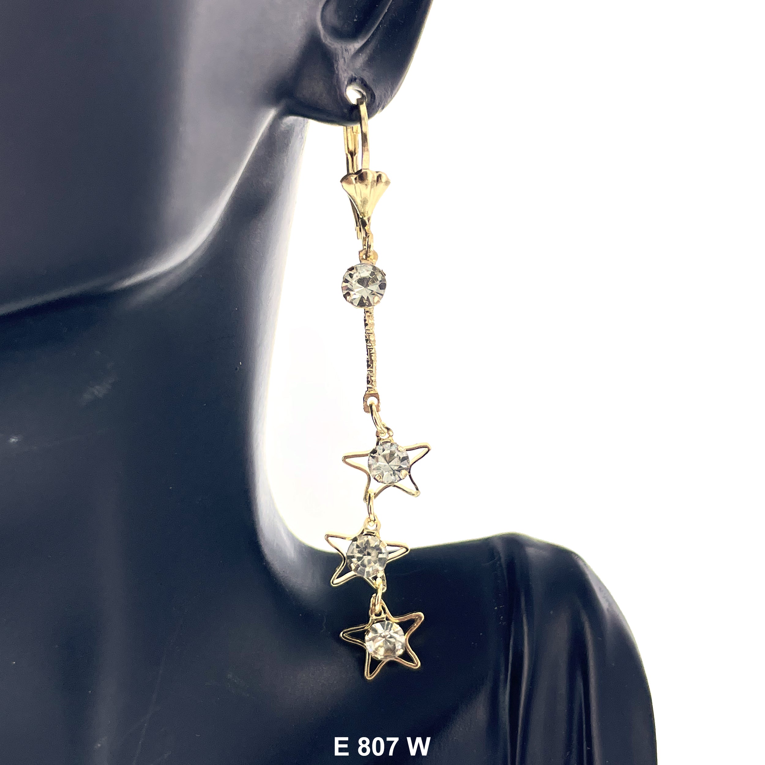 Duck Paw Stars Stone Hanging Earrings E 811 W