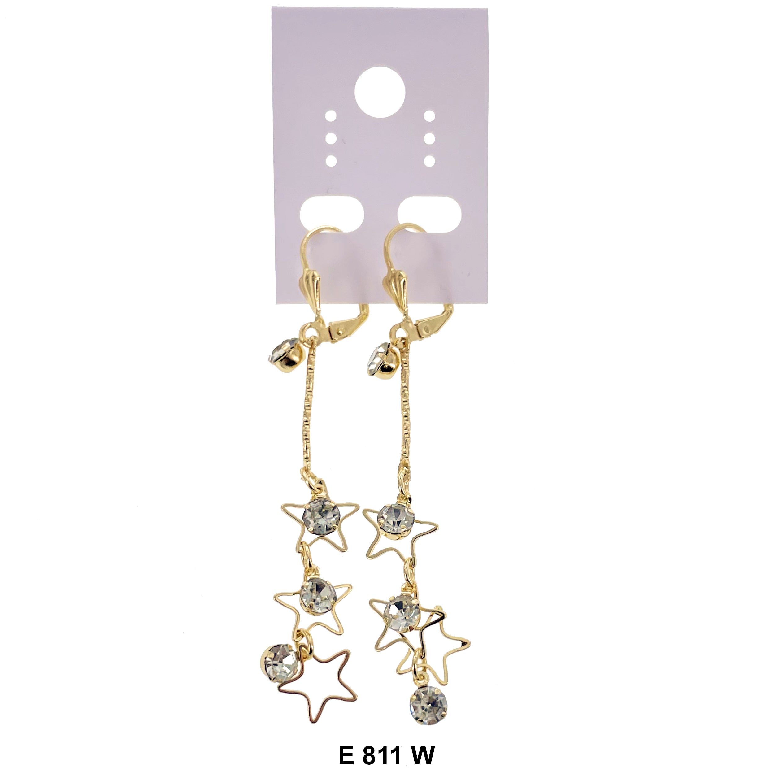 Duck Paw Stars Stone Hanging Earrings E 811 W