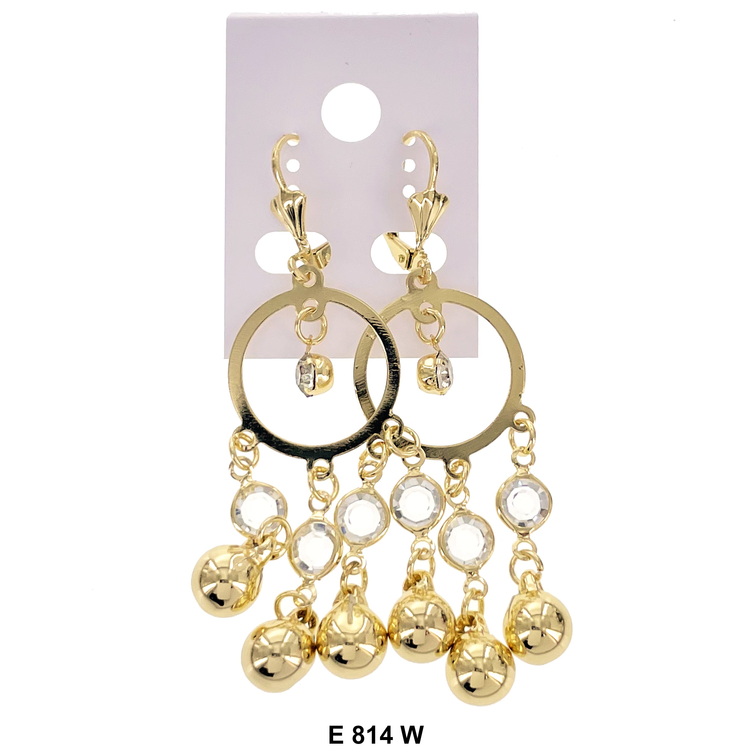 Duck Paw Circle Ball Stones Hanging Earrings E 814 W