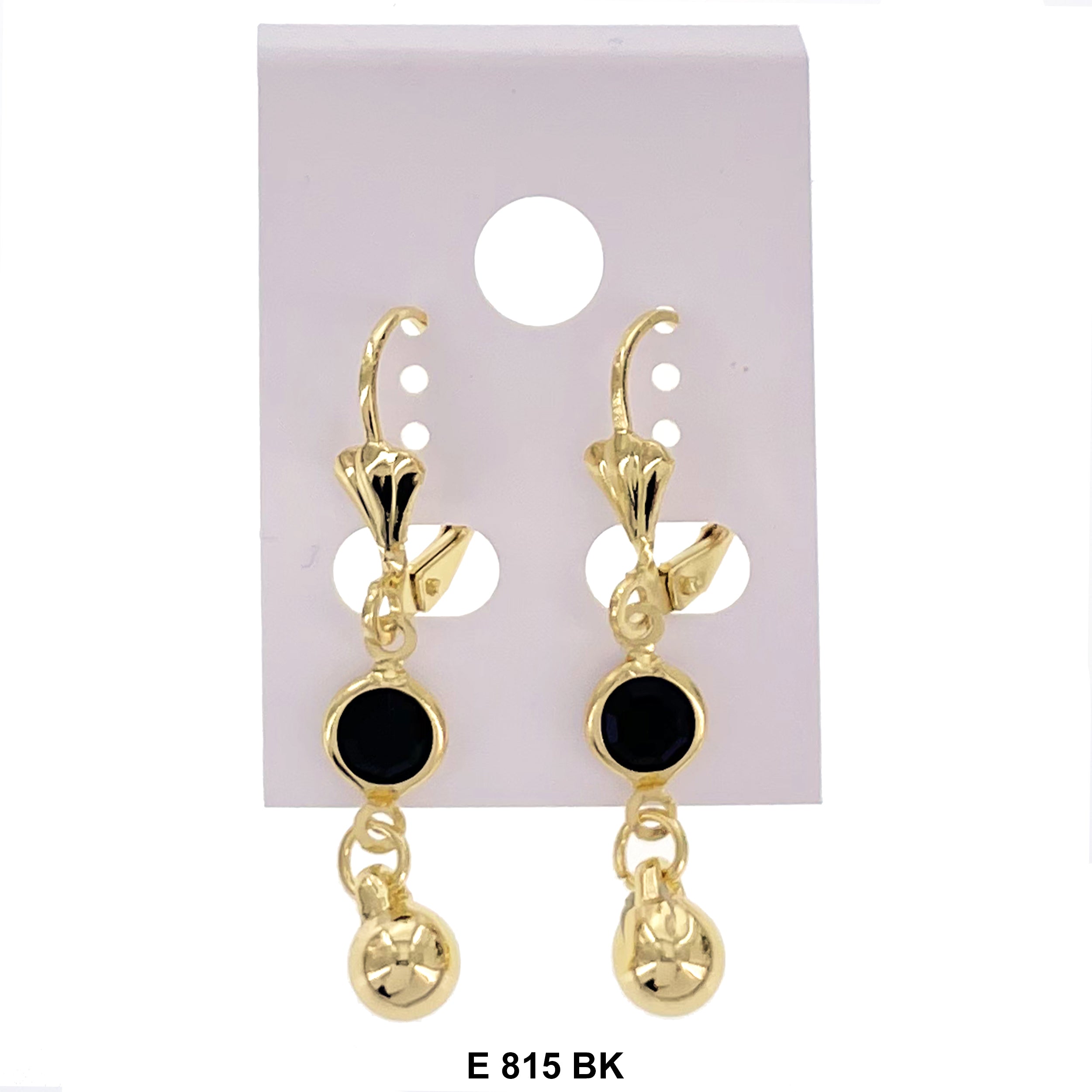 Duck Paw Ball Stone Hanging Earrings E 815 BK