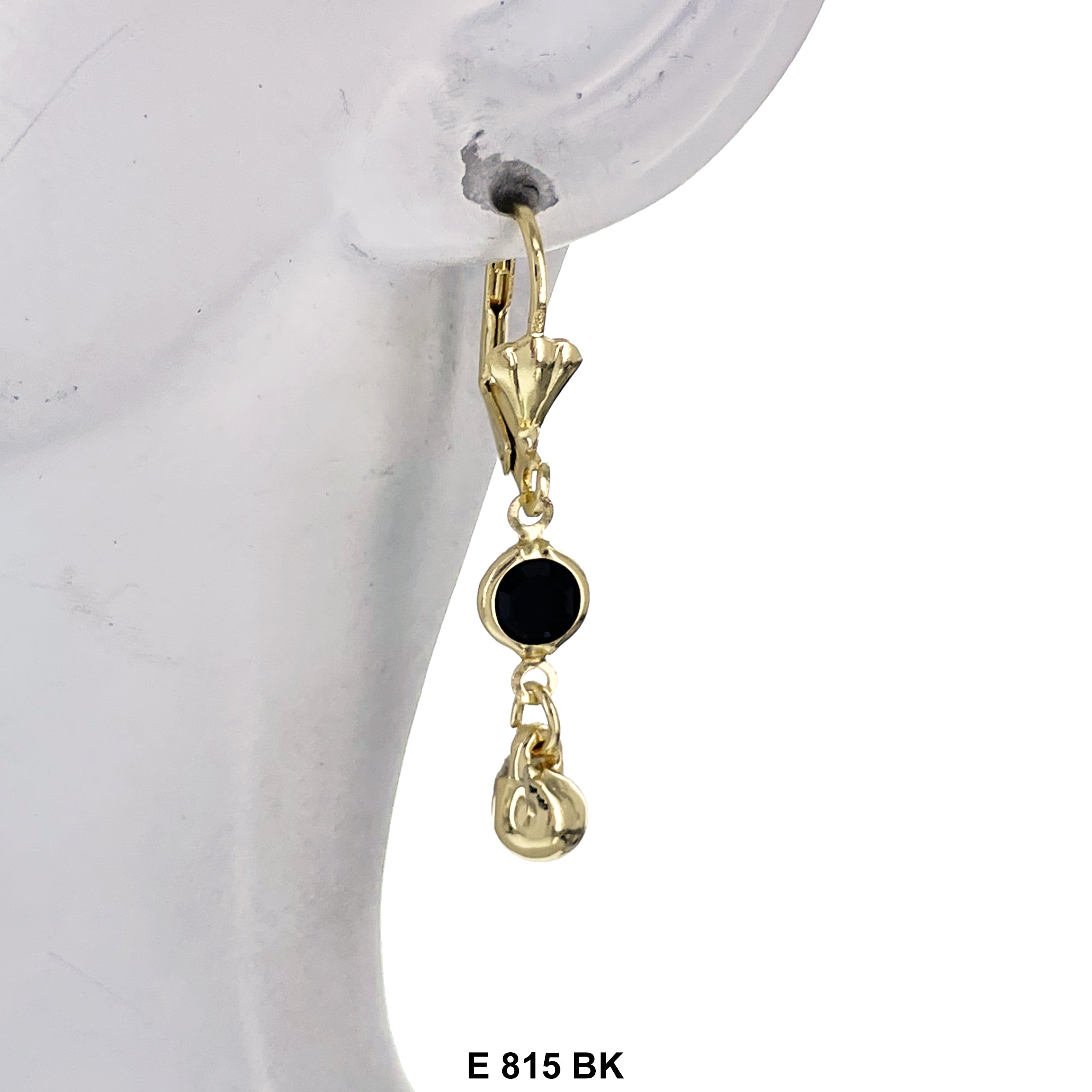 Duck Paw Ball Stone Hanging Earrings E 815 BK