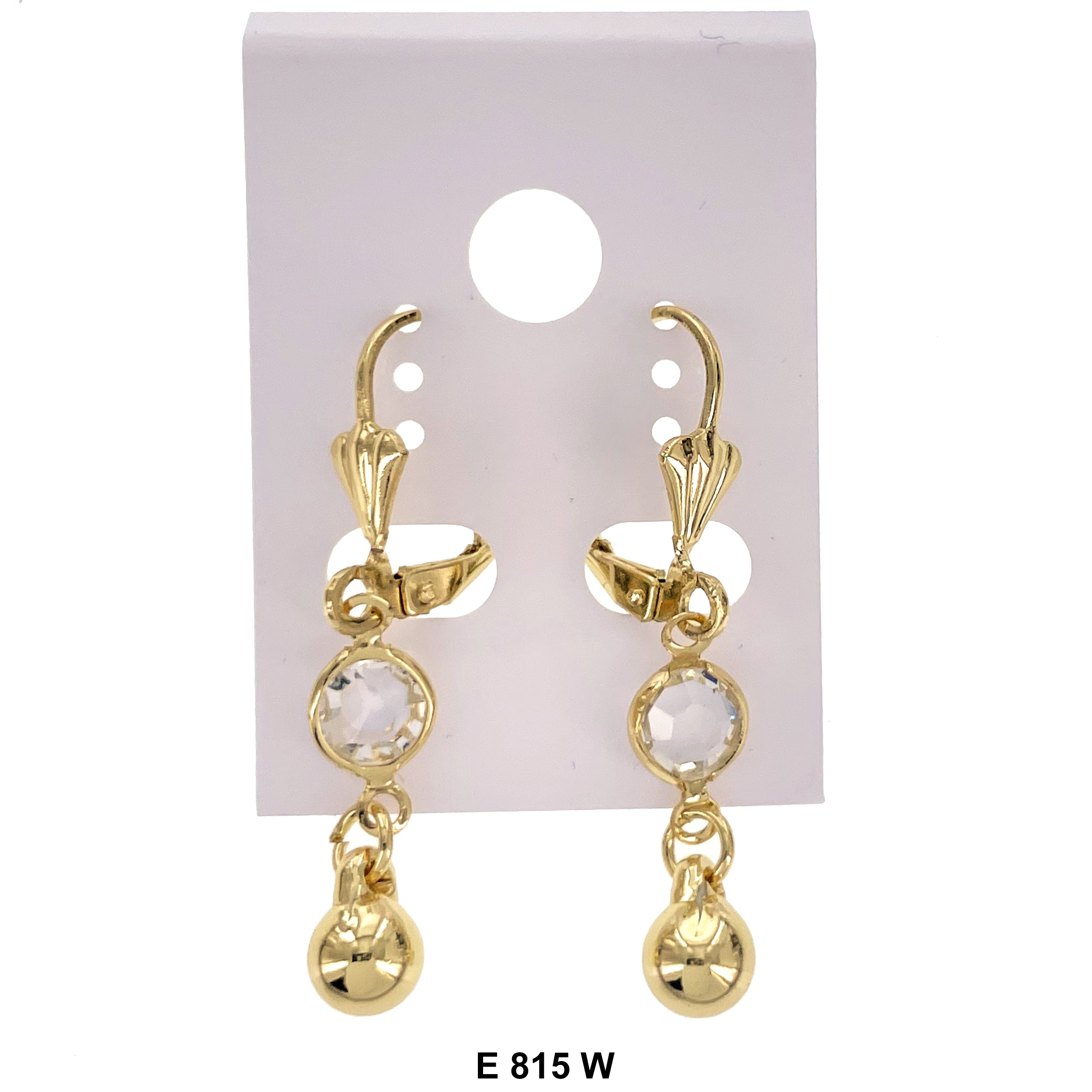 Duck Paw Ball Stone Hanging Earrings E 815 W