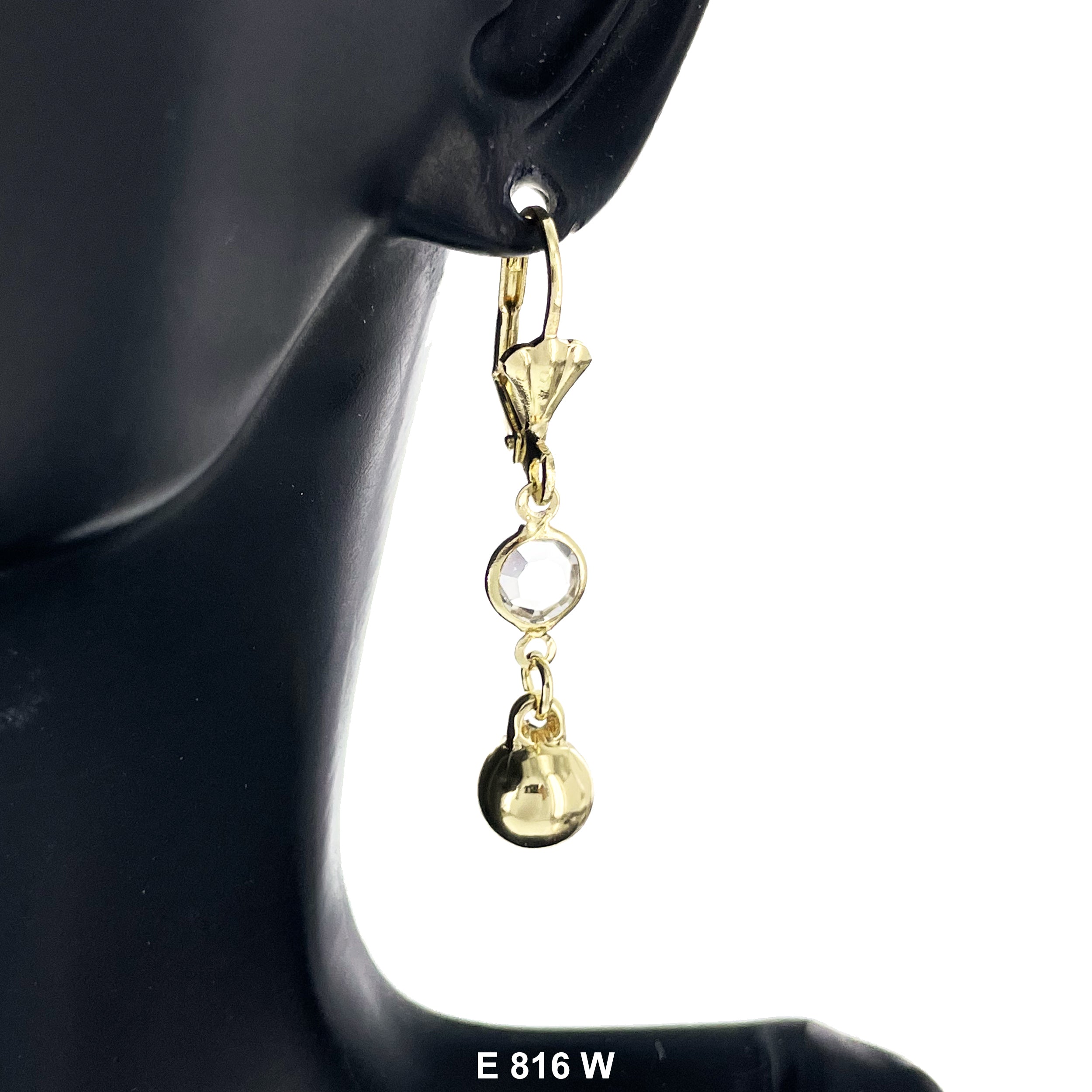 Duck Paw Ball Stone Hanging Earrings E 816 W