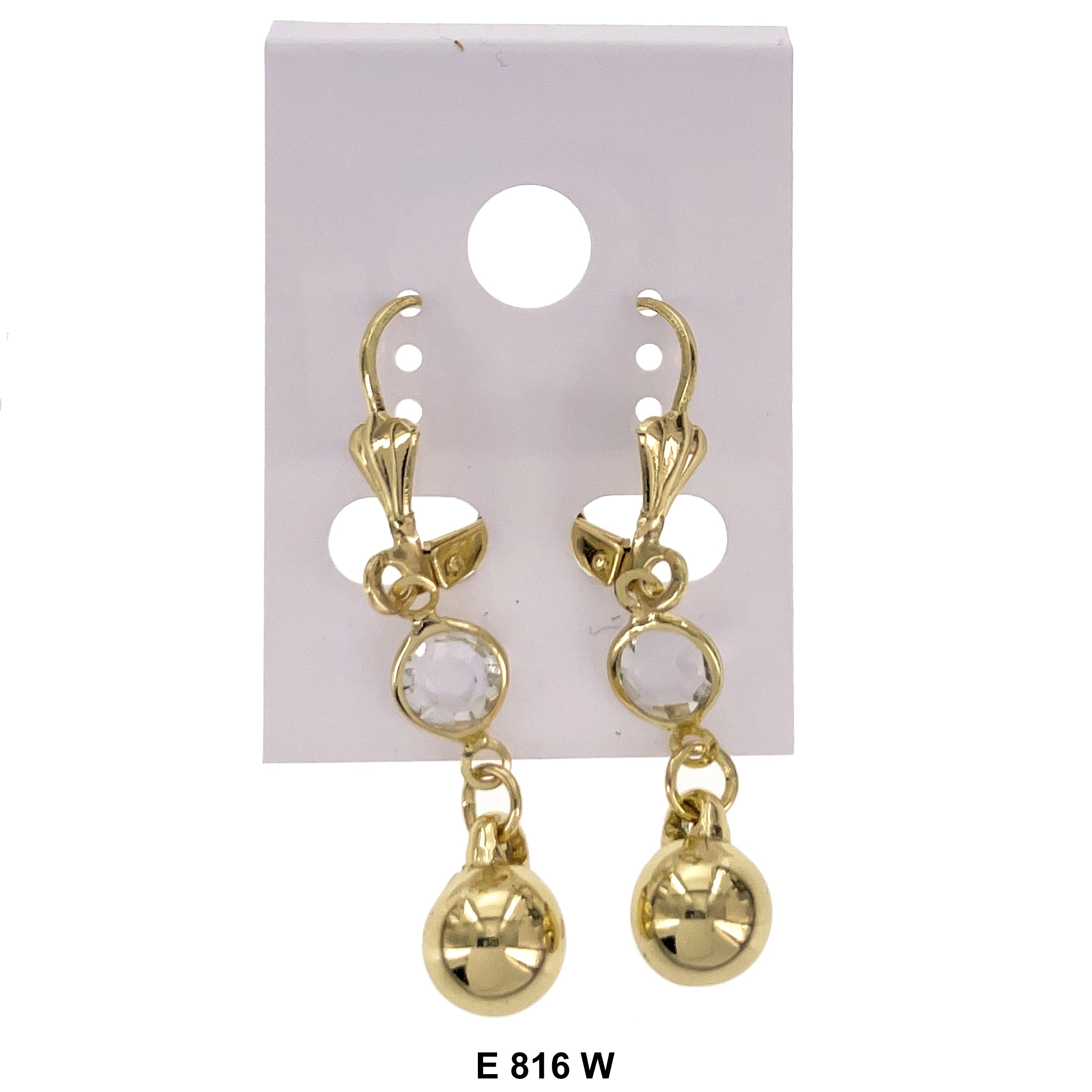 Duck Paw Ball Stone Hanging Earrings E 816 W