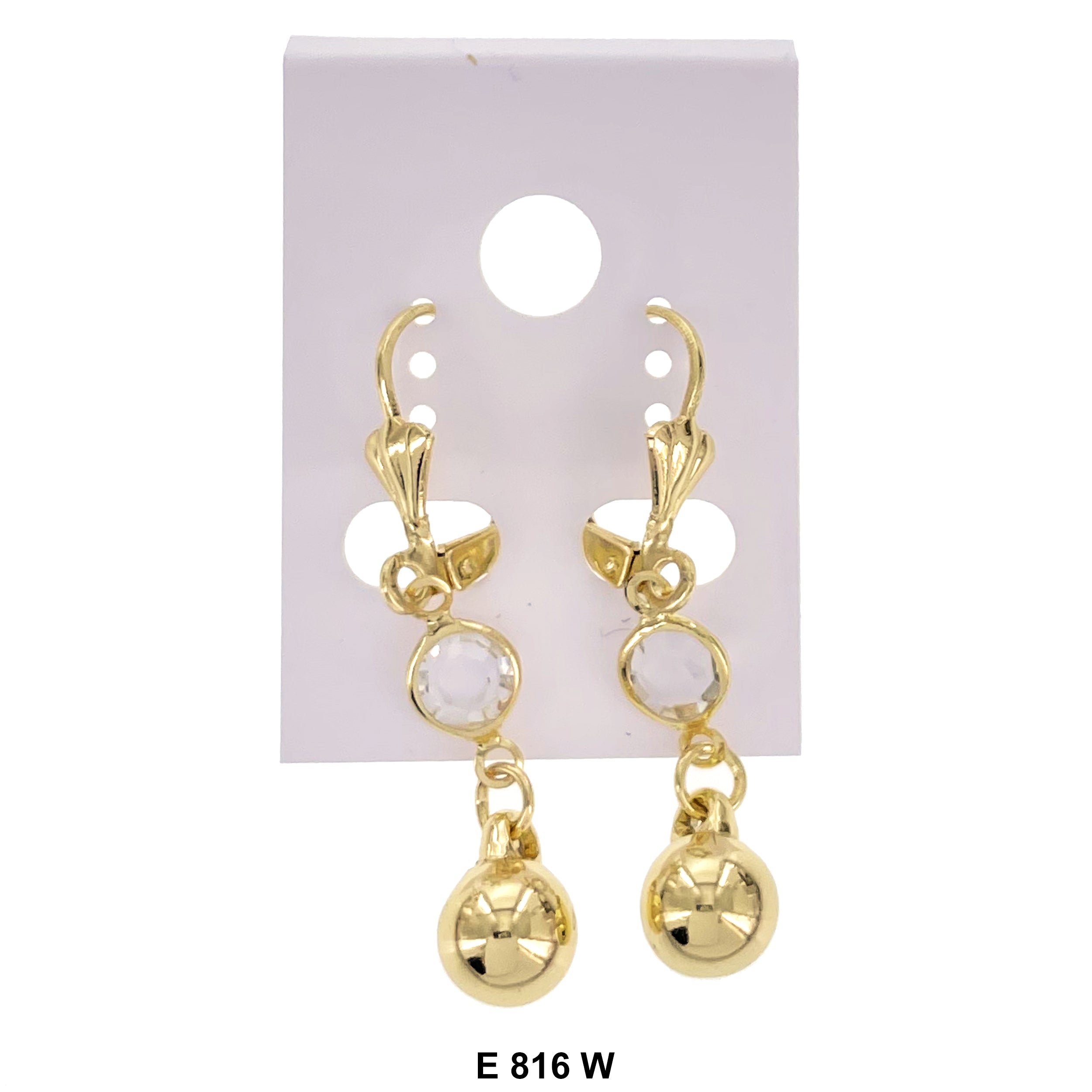 Duck Paw Ball Stone Hanging Earrings E 816 W