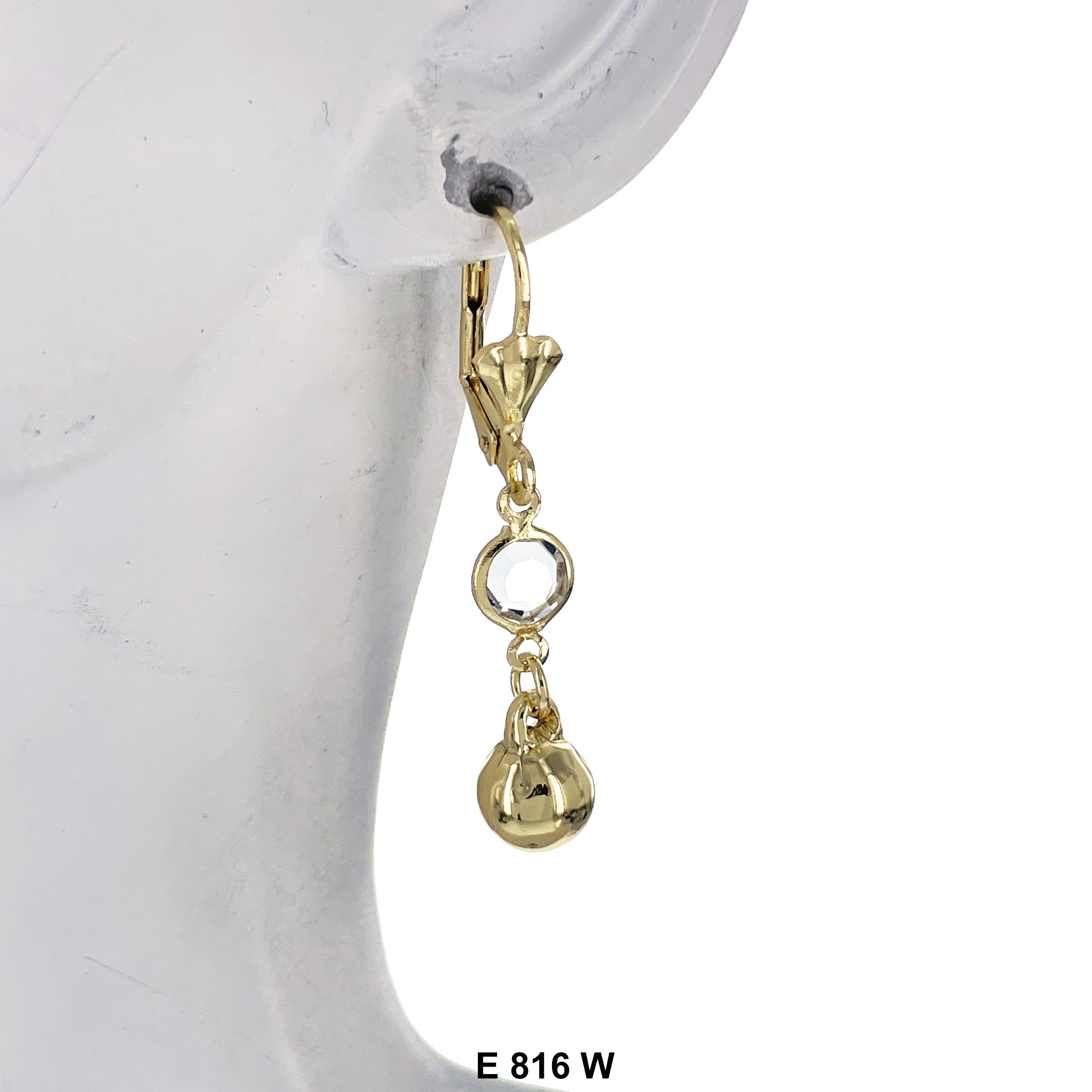 Duck Paw Ball Stone Hanging Earrings E 816 W