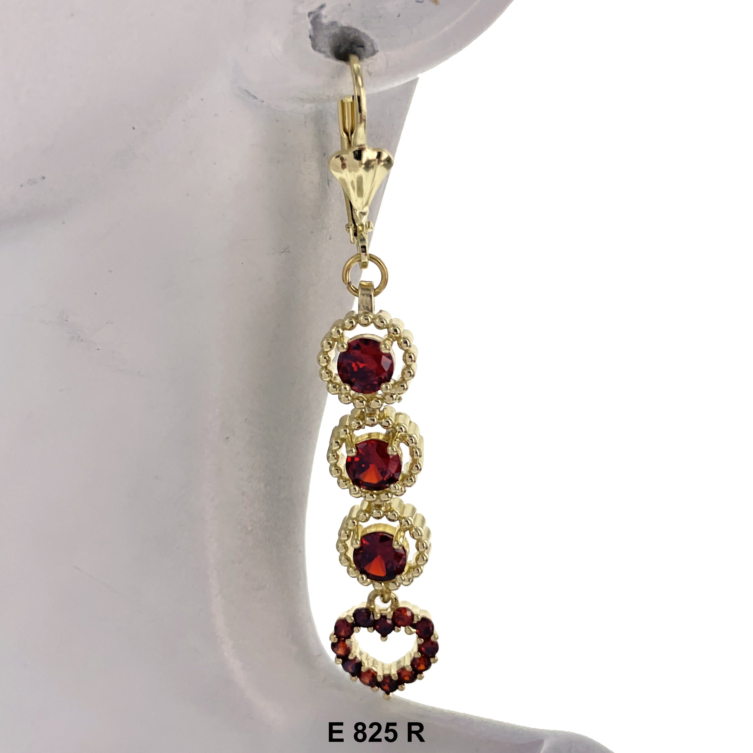 Duck Paw Round Stoned Long Earrings E 825 R