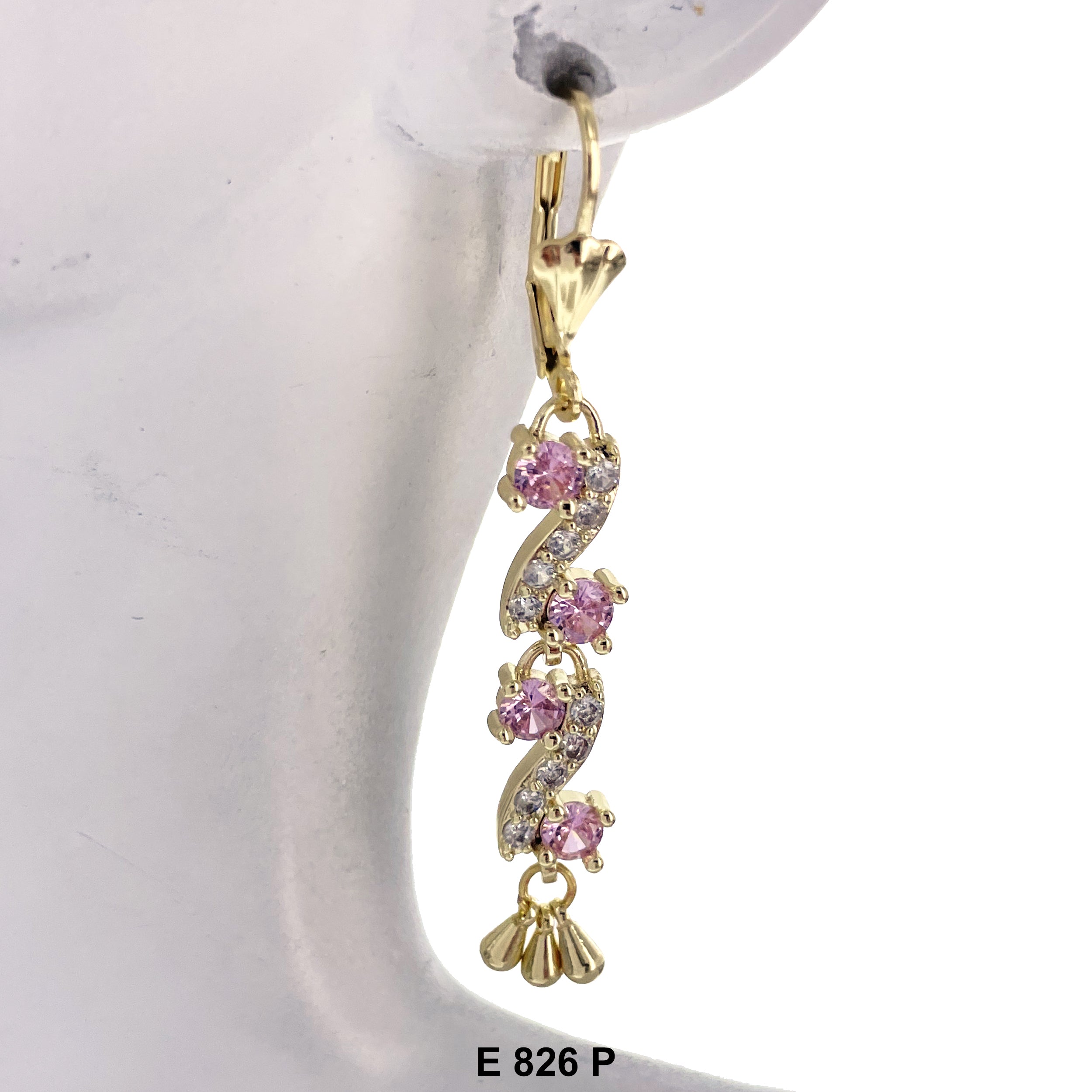 Duck Paw S Shaped Stoned Long Earrings E 826 P