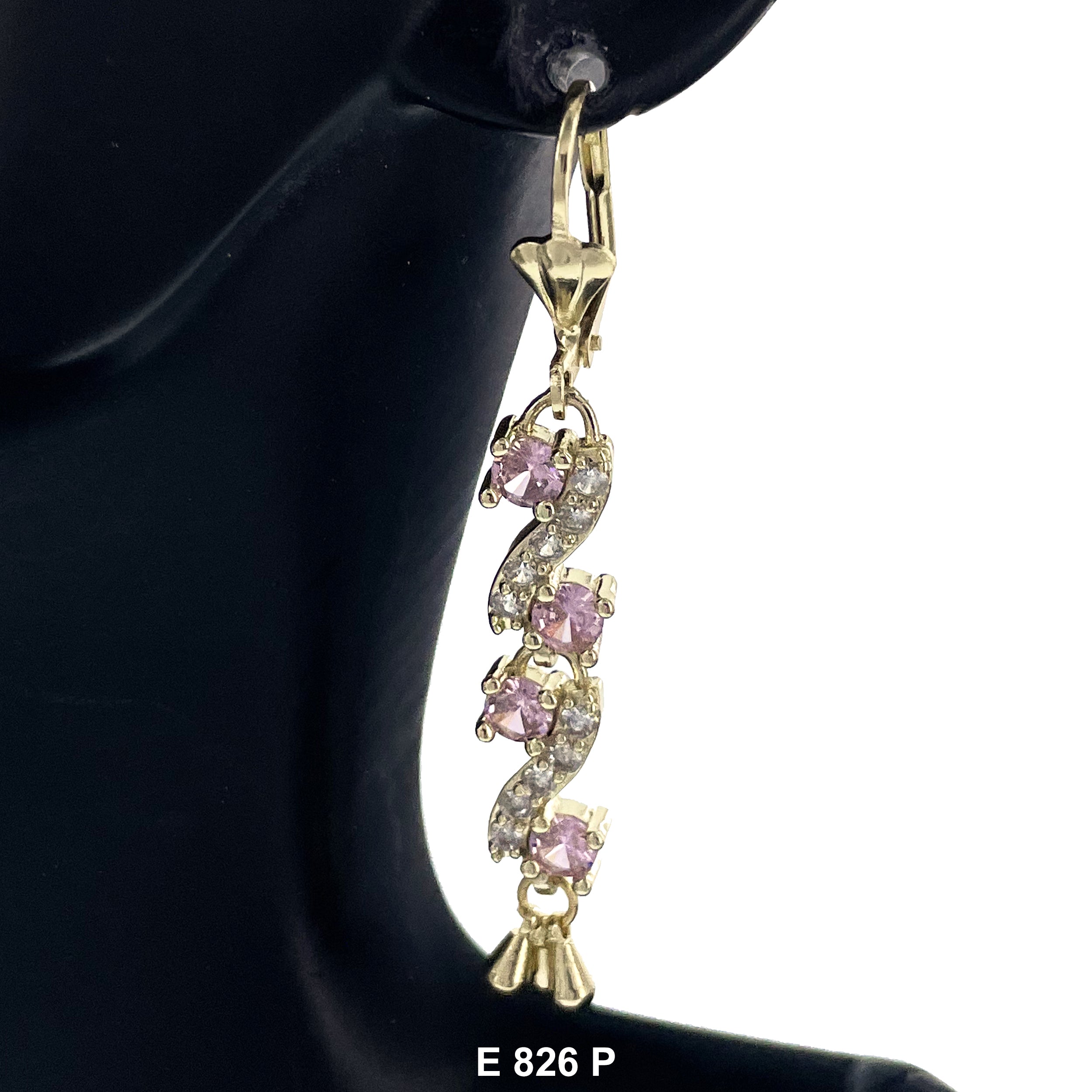 Duck Paw S Shaped Stoned Long Earrings E 826 P