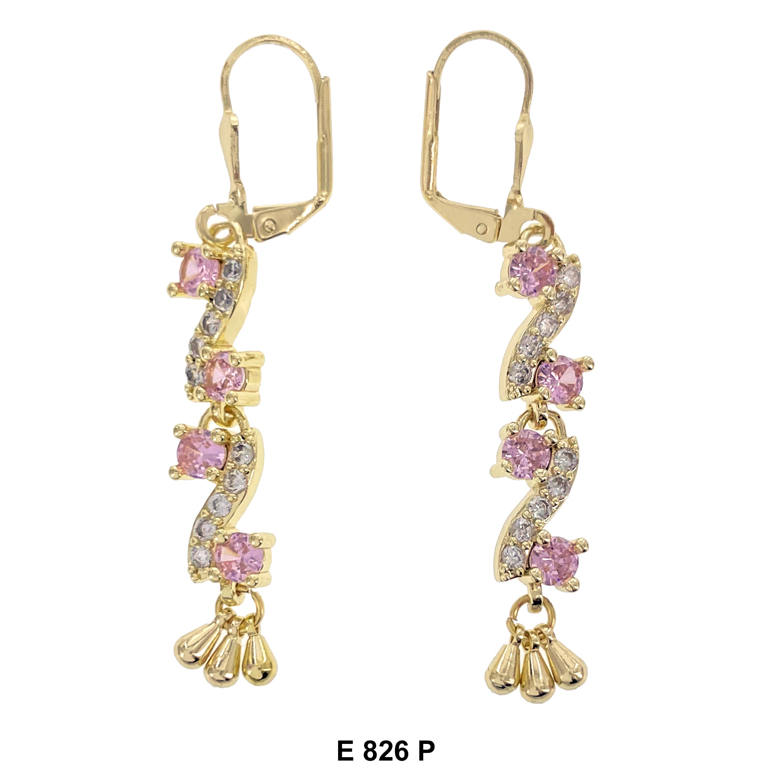 Duck Paw S Shaped Stoned Long Earrings E 826 P