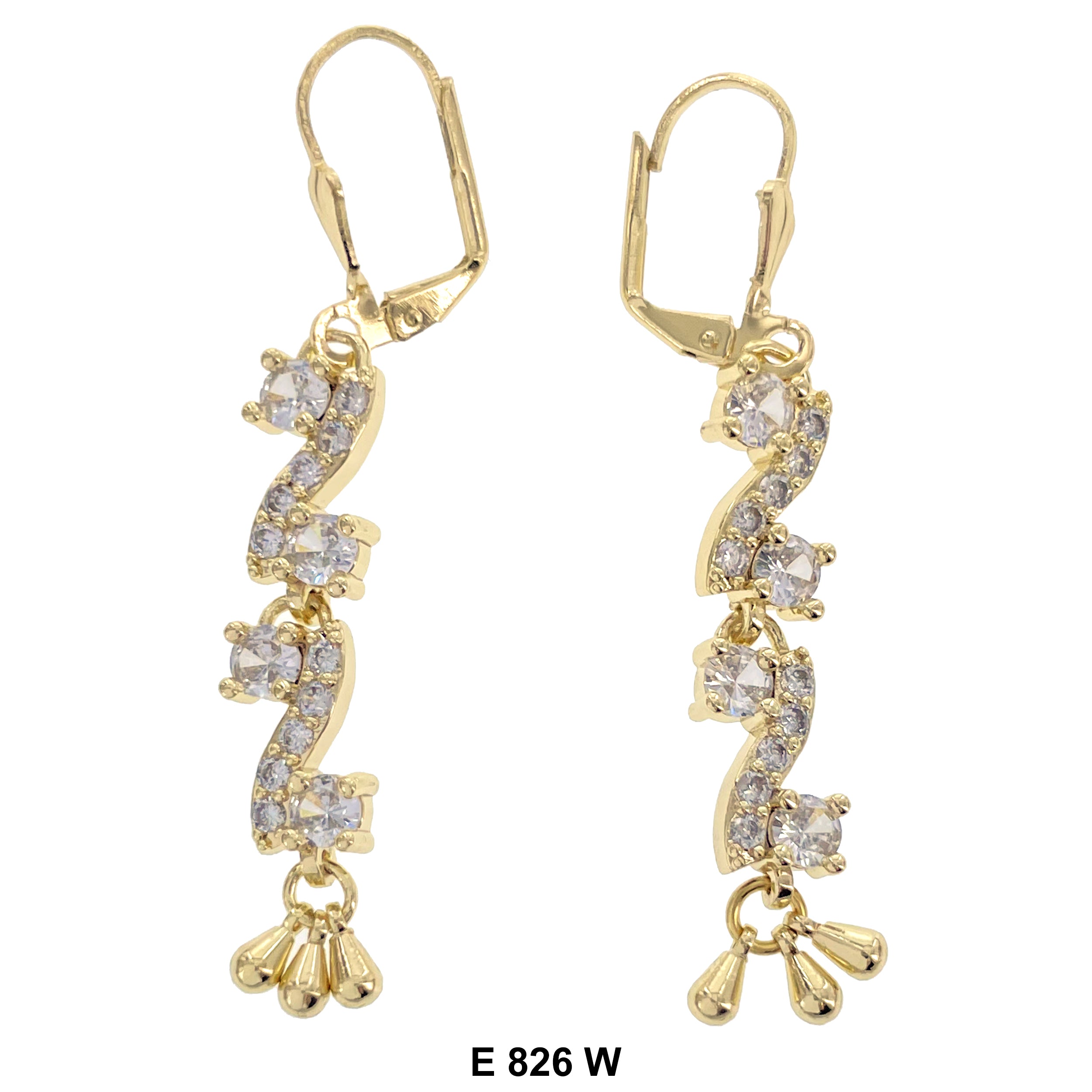 Duck Paw S Shaped Stoned Long Earrings E 826 W