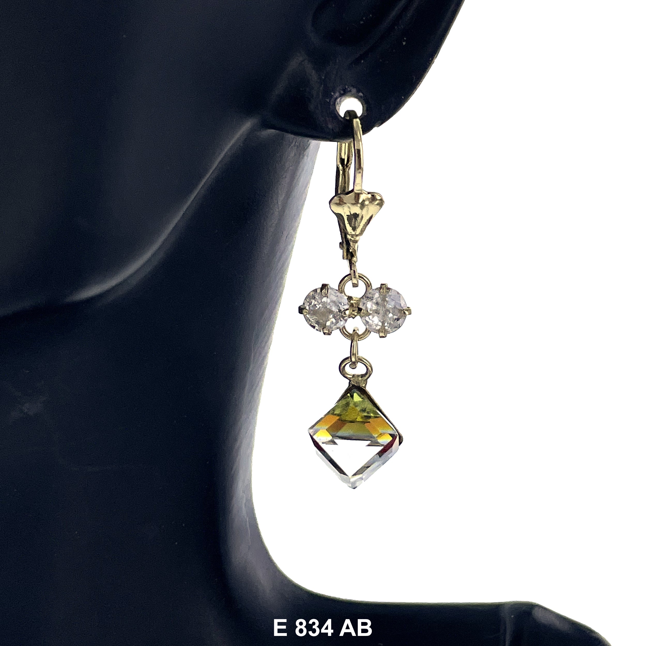 Duck Paw Crystal Cube Stoned Earring E 834 AB