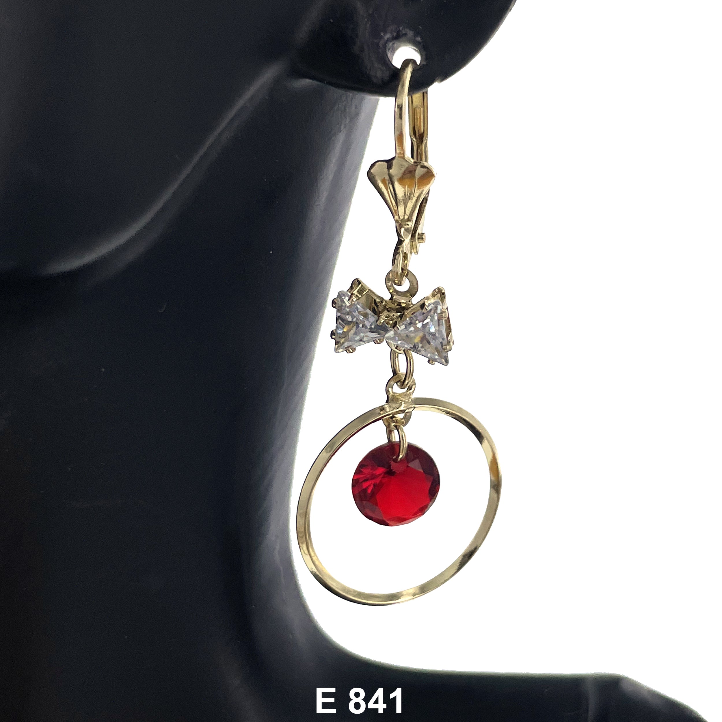 Duck Paw Hanging Stoned Large Circles Earring E 841