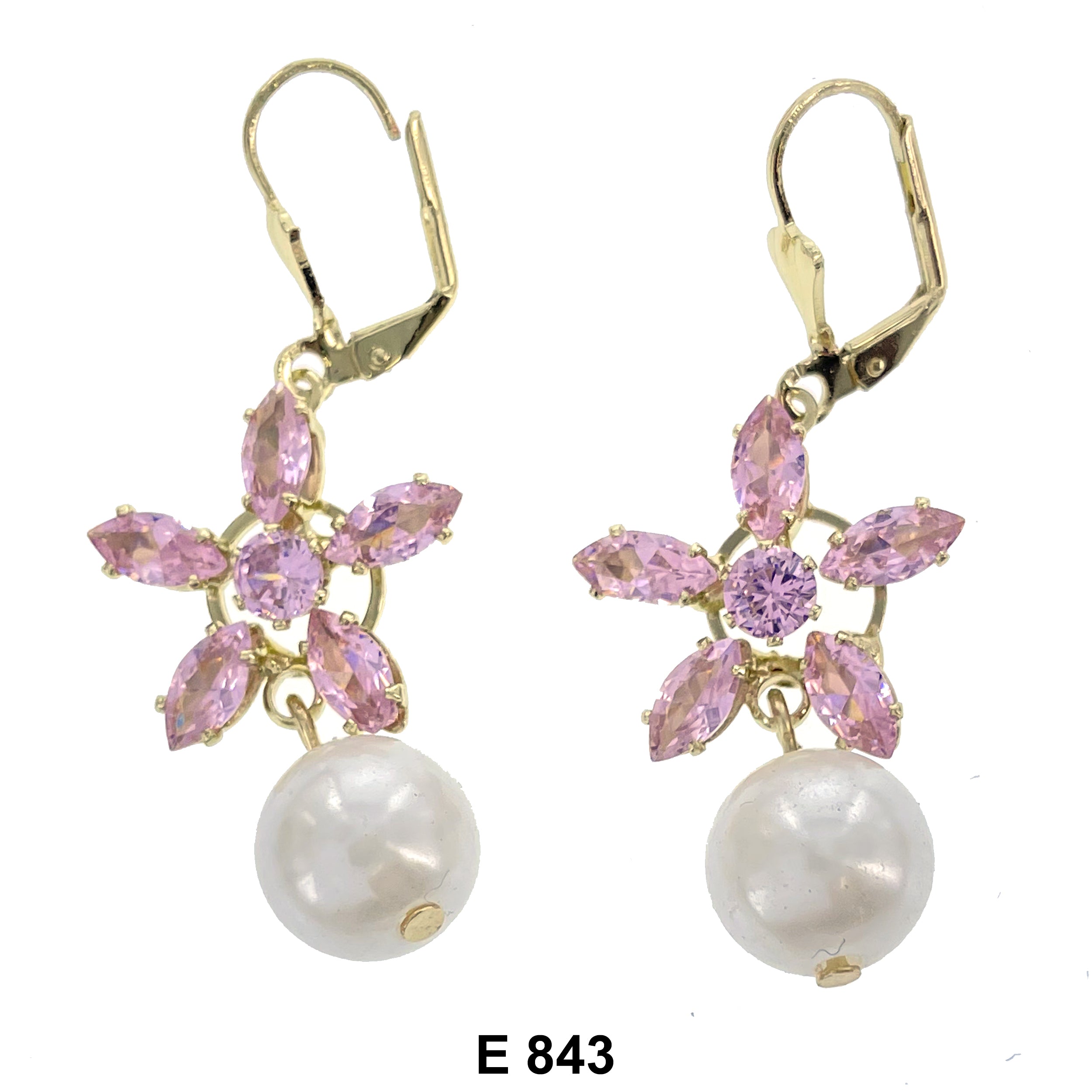 Duck Paw Flower Faux Pearl Stoned Earring E 843