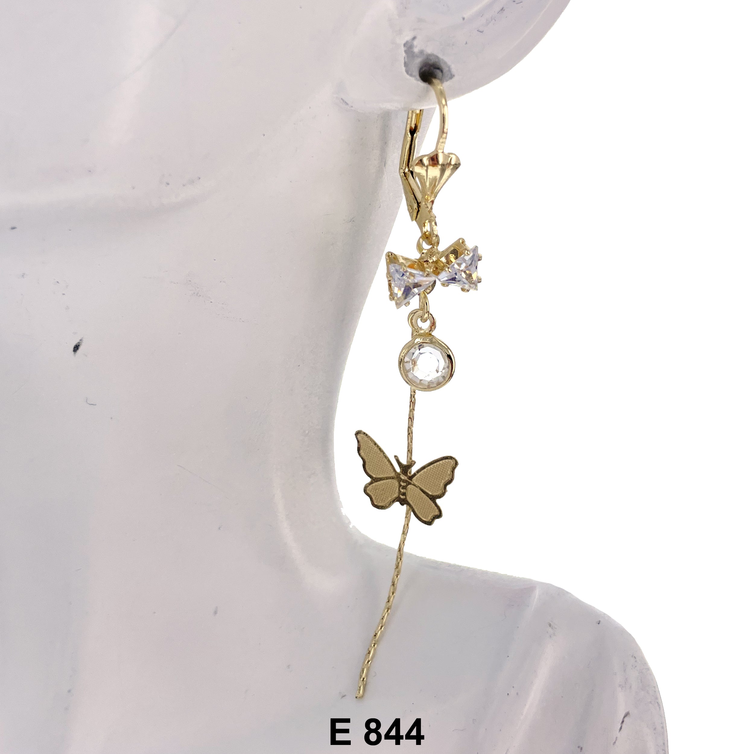 Duck Paw Butterfly Bow Tie Stoned Earring E 844