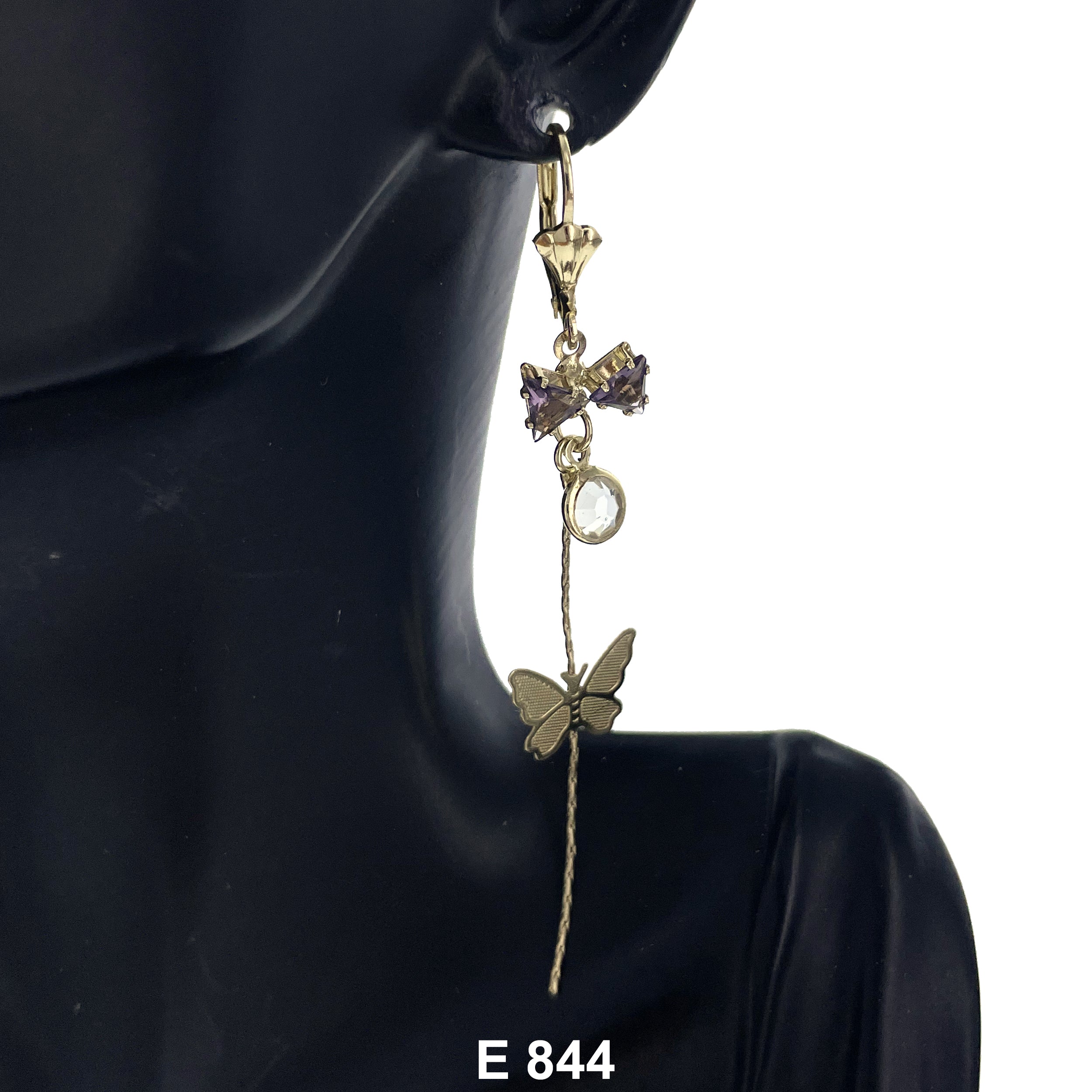 Duck Paw Butterfly Bow Tie Stoned Earring E 844