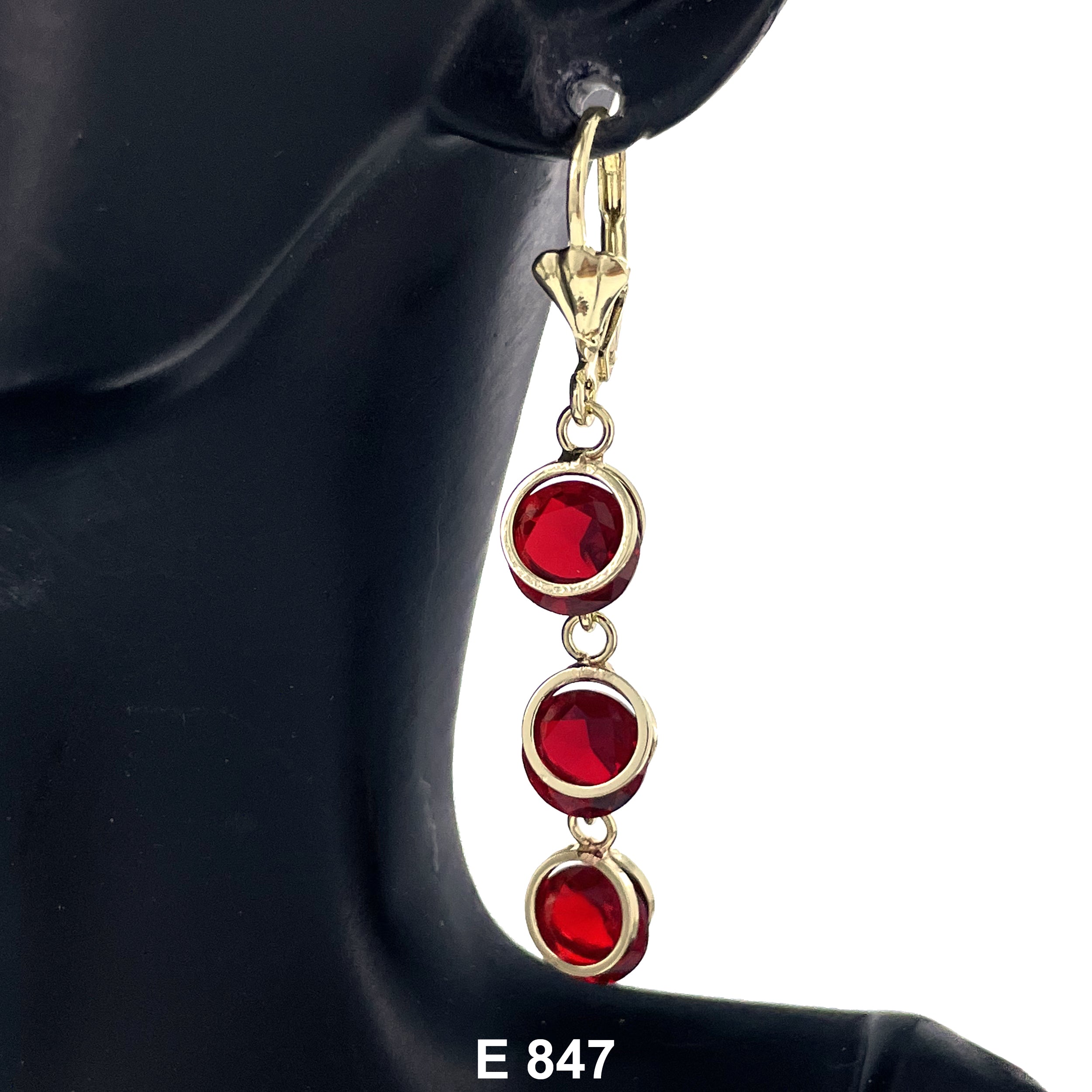 Duck Paw Round Stoned Hanging Earring E 847