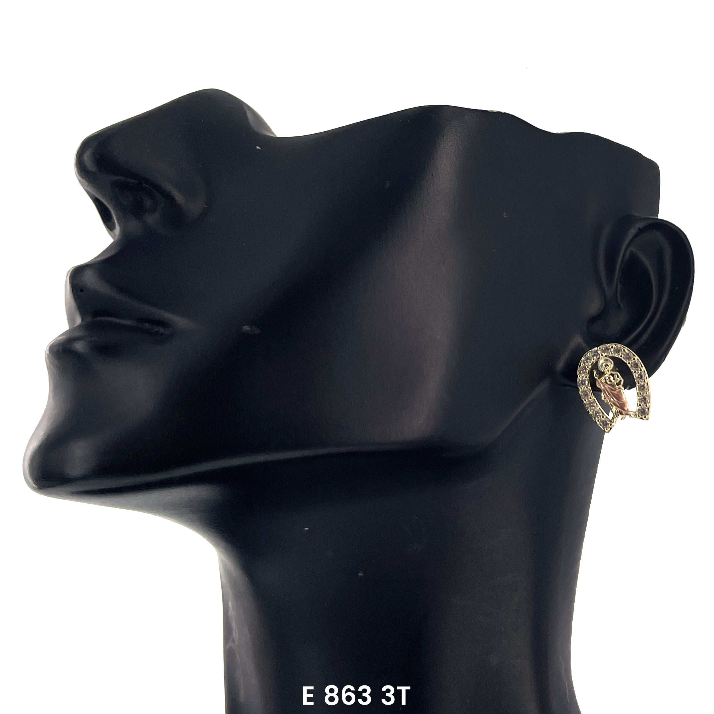 San Judas Horseshoe Stud Earrings E 863 3T