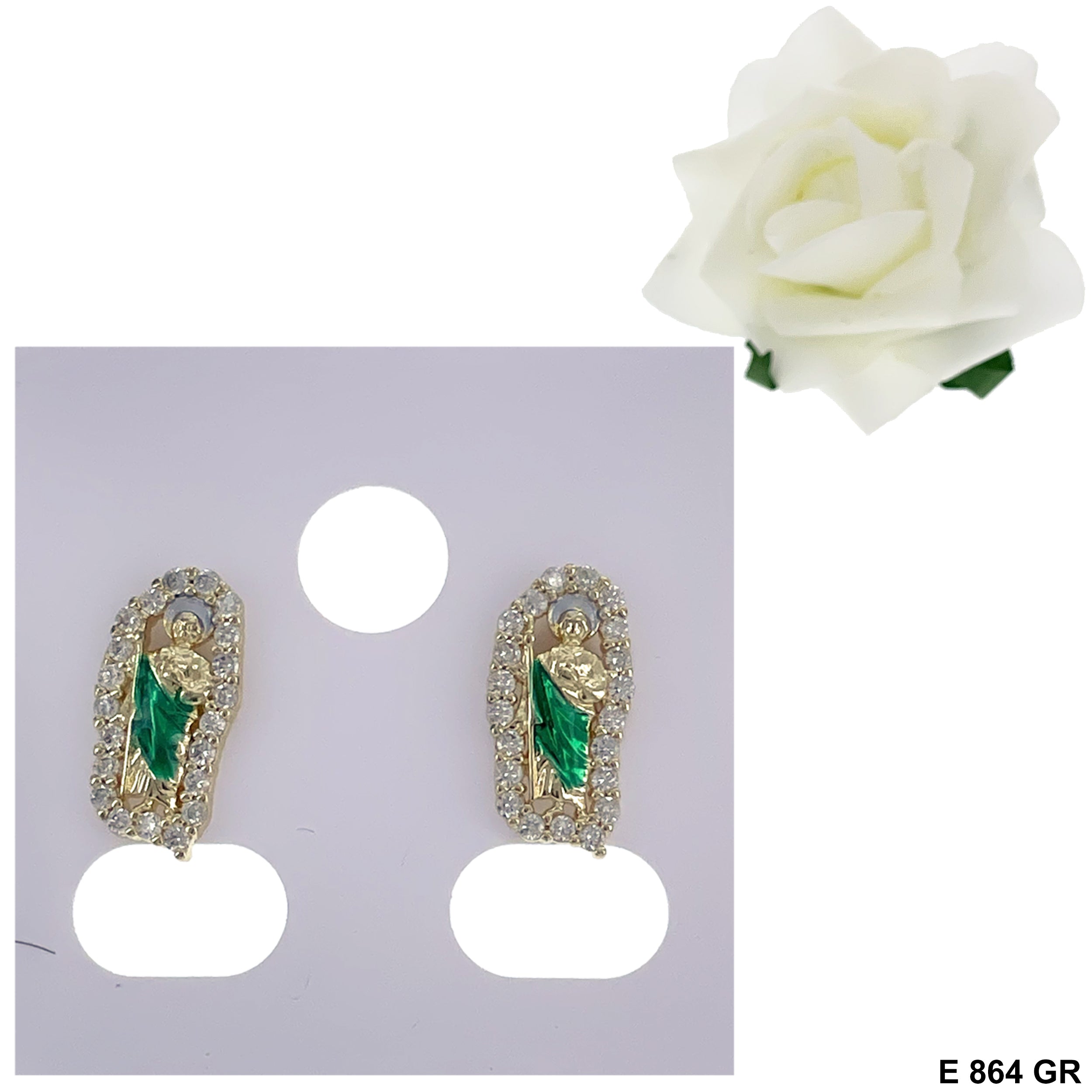 San Judas Oval Stud Earring E 864 GR