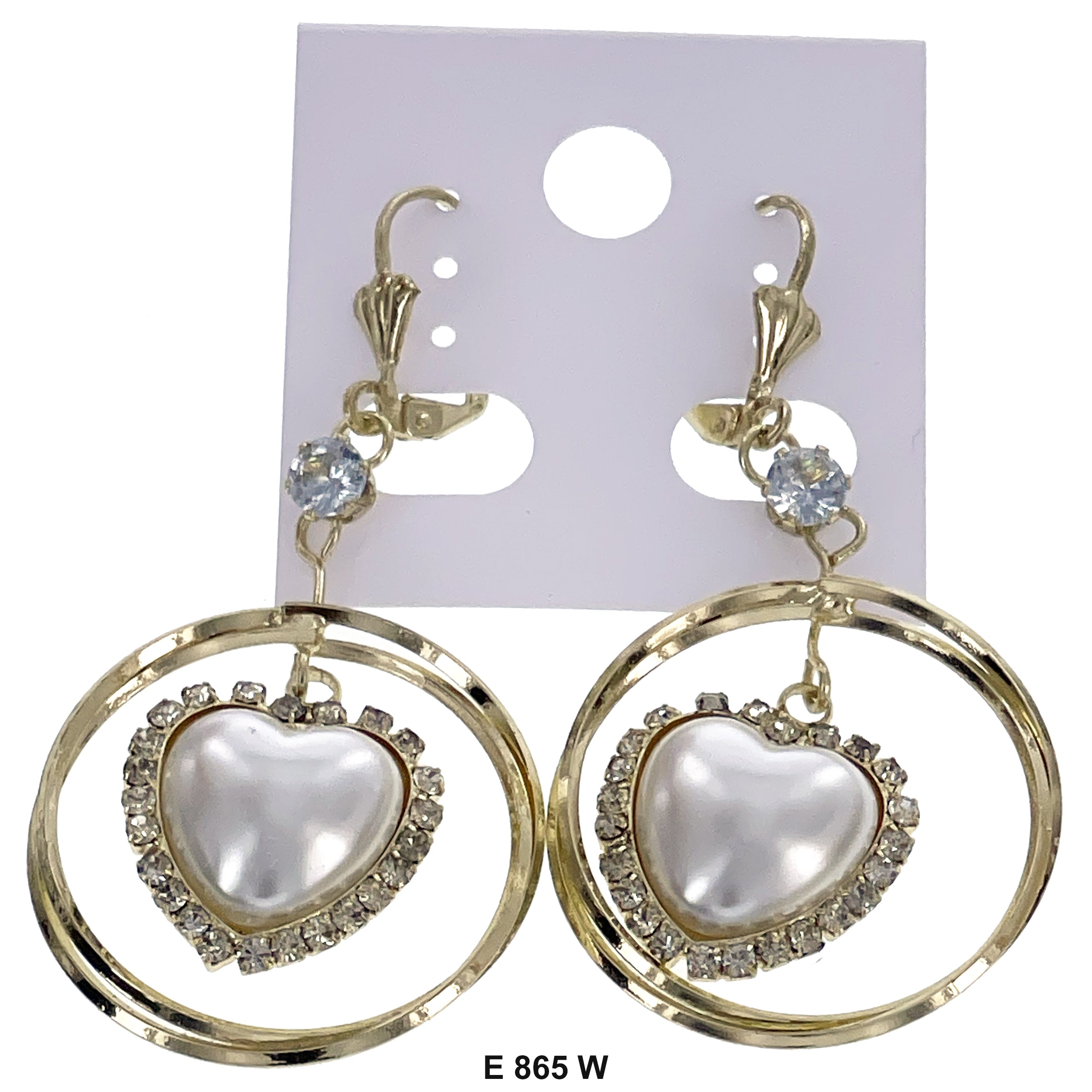 Duck Paw Stoned Dangle Heart Earrings E 865 W