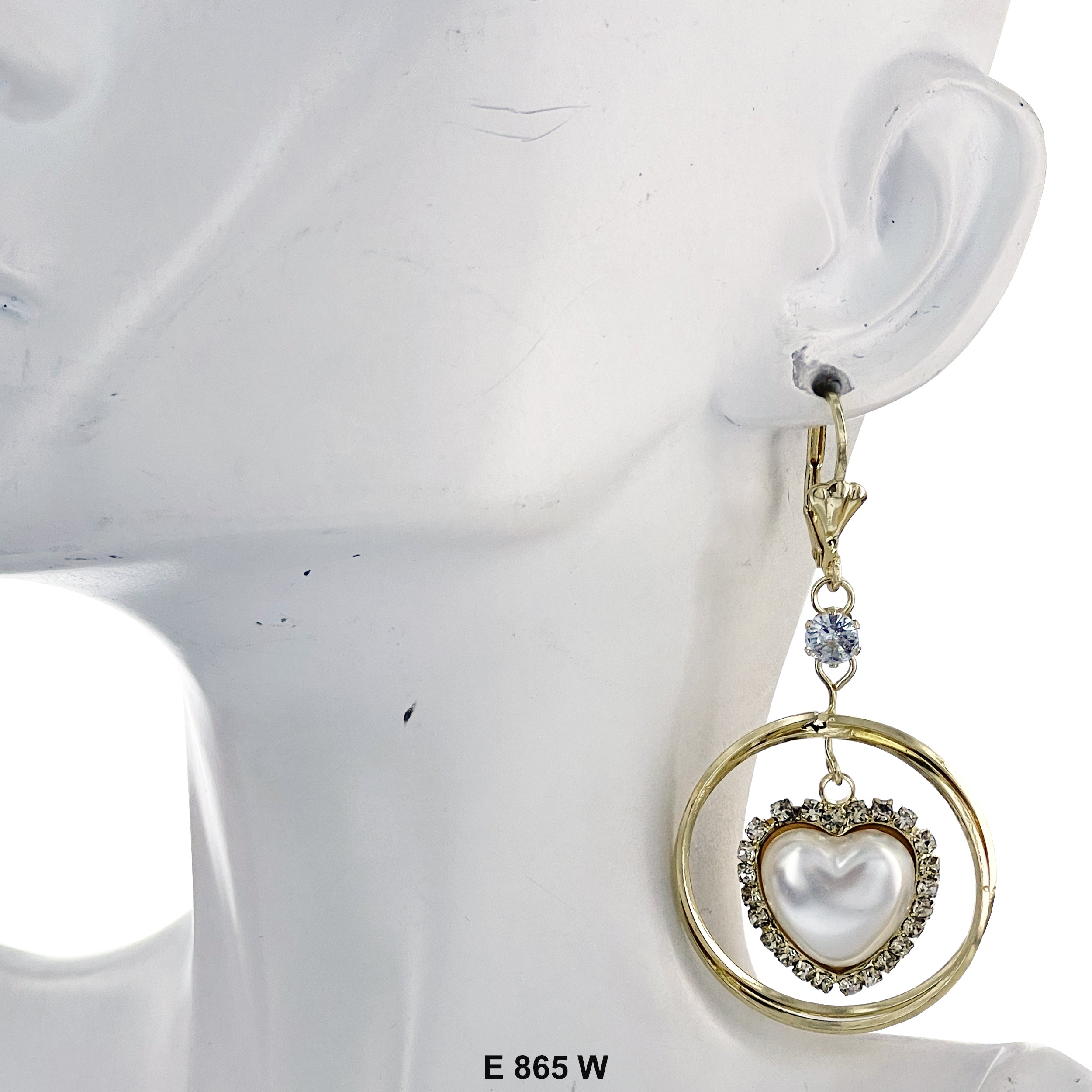 Duck Paw Stoned Dangle Heart Earrings E 865 W